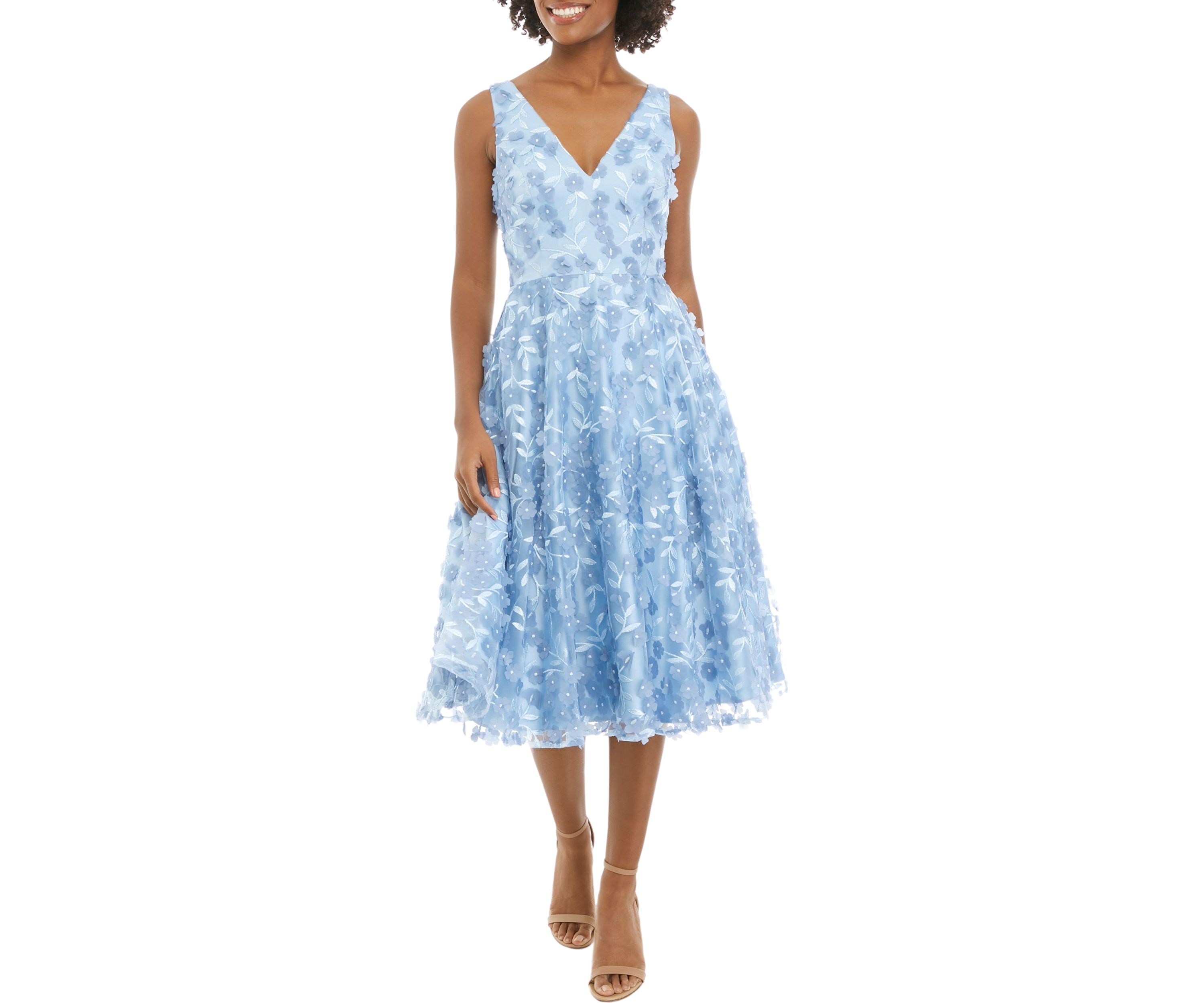 Womens Sleeveless Floral Fit and Flare Dress