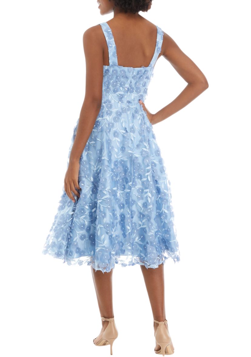 Womens Sleeveless Floral Fit and Flare Dress