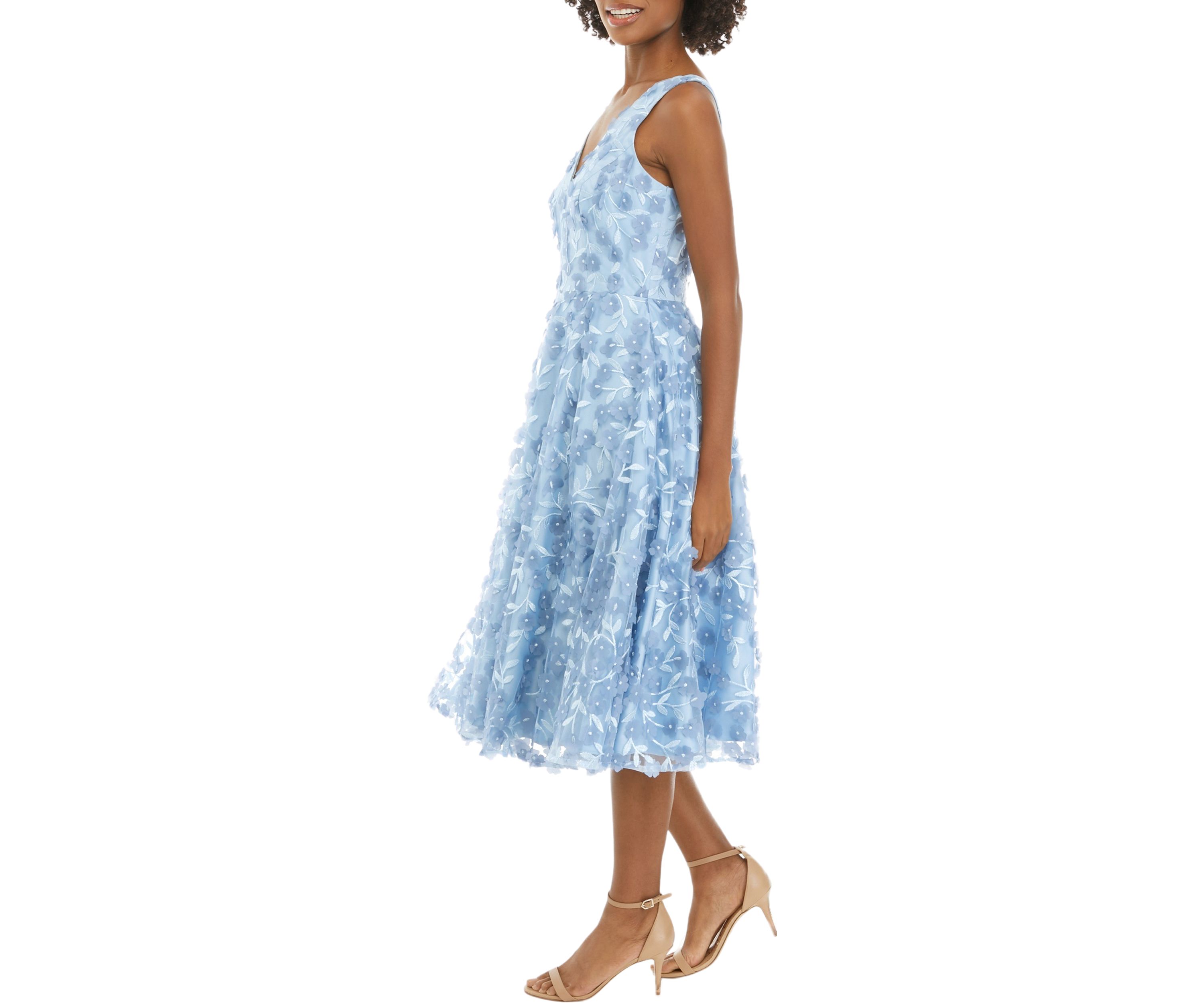 Womens Sleeveless Floral Fit and Flare Dress