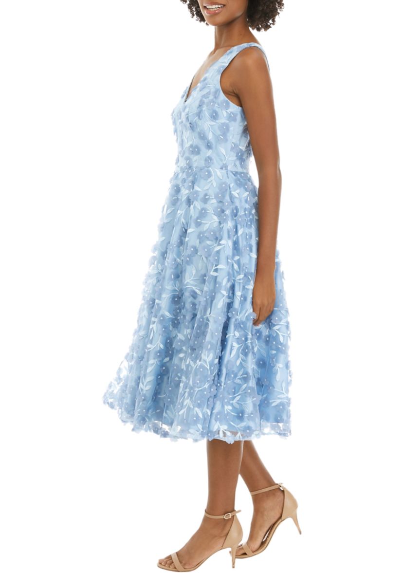 Womens Sleeveless Floral Fit and Flare Dress