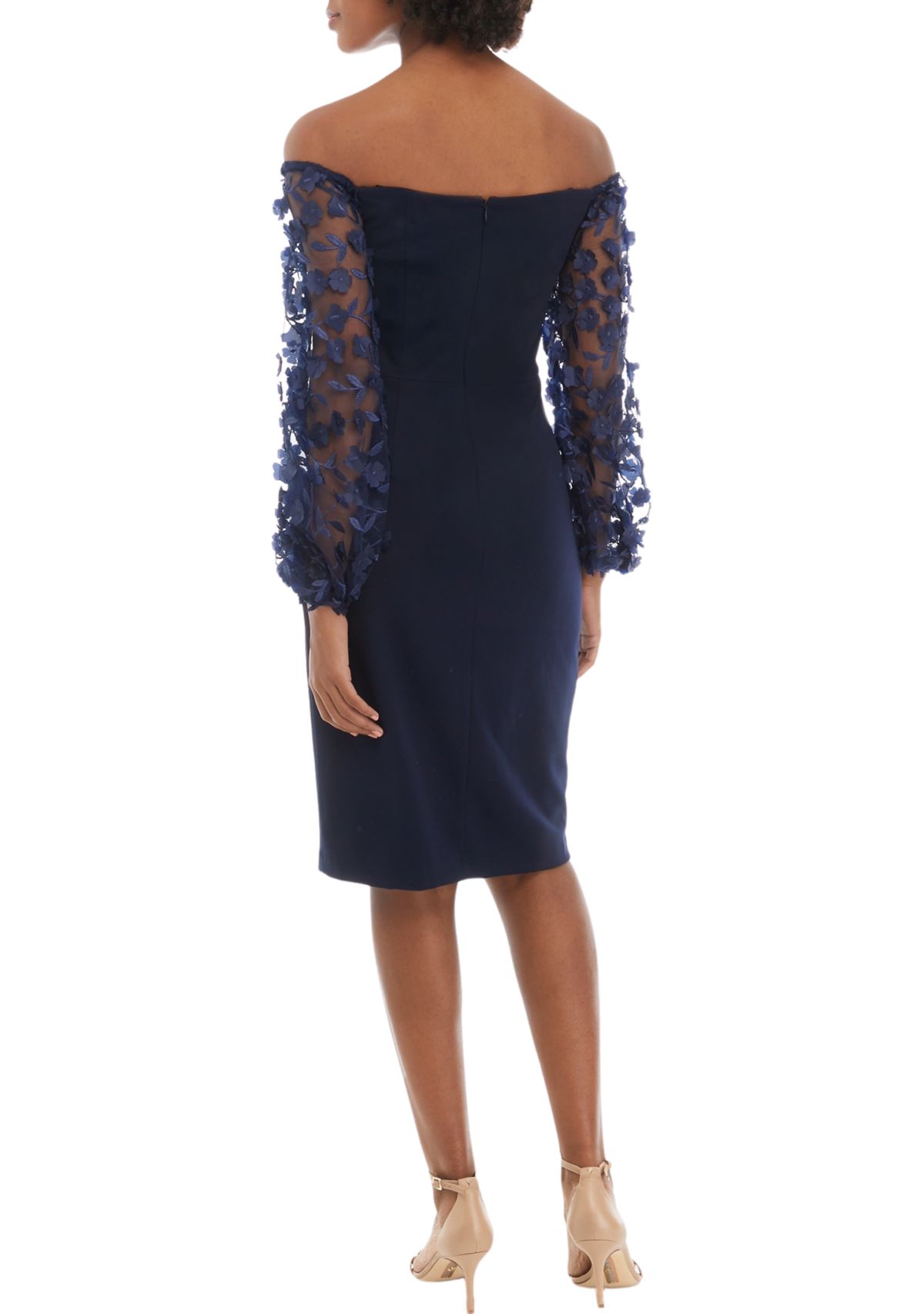 Womens Off the Shoulder Chiffon Sleeve Sheath Dress