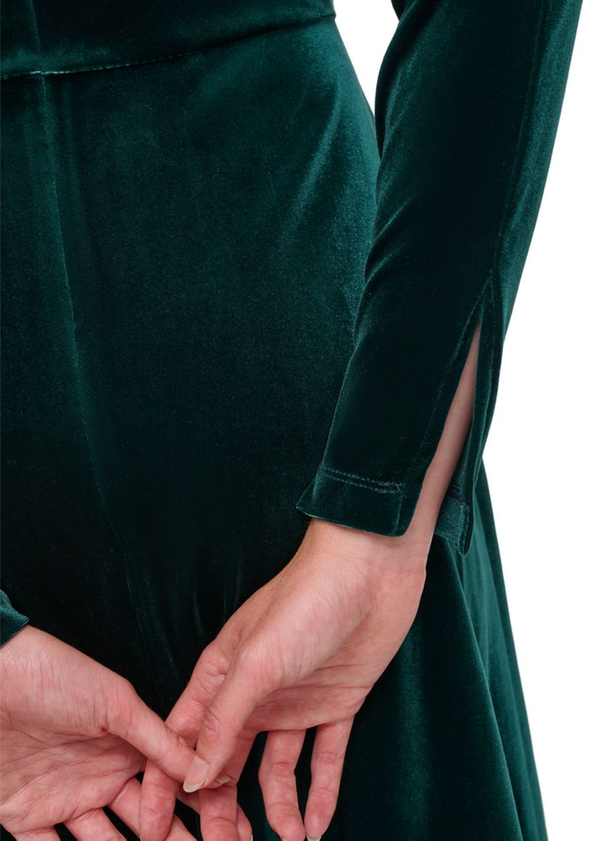 Womens Long Sleeve Solid Velvet Sheath Dress
