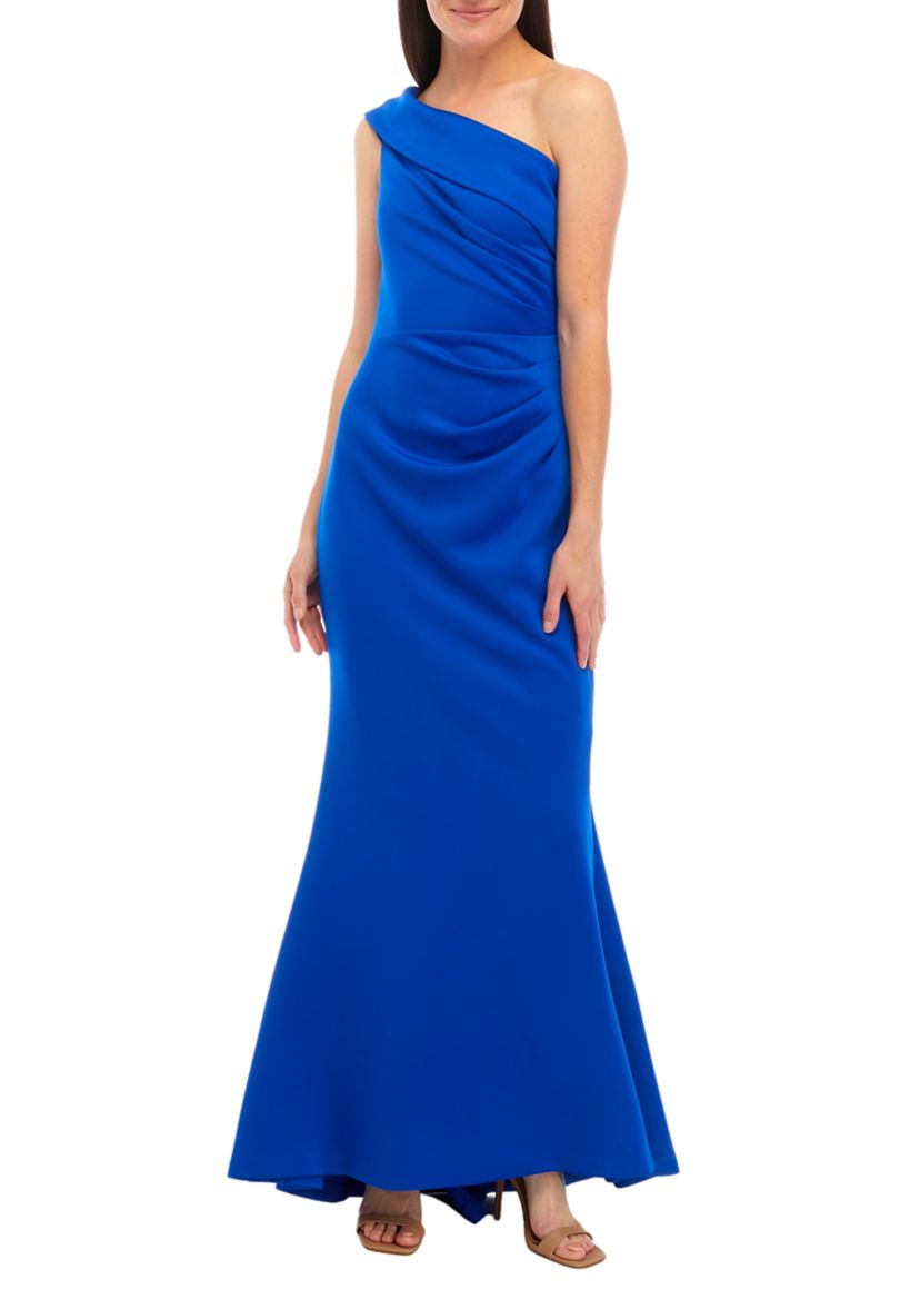 One Shoulder Long Dress with Side Tucks