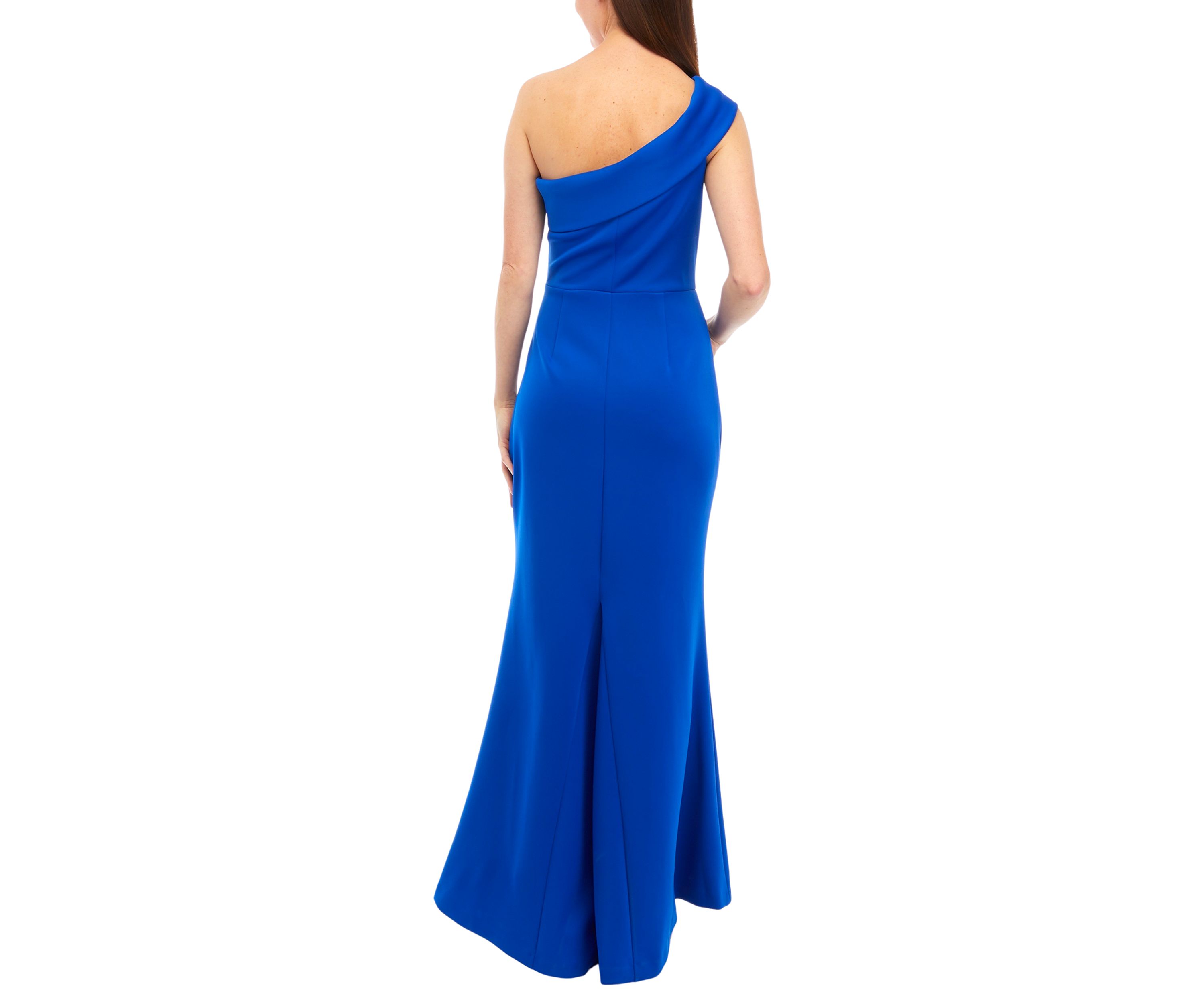 One Shoulder Long Dress with Side Tucks