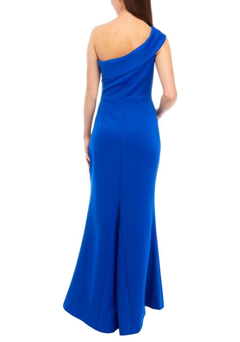 One Shoulder Long Dress with Side Tucks