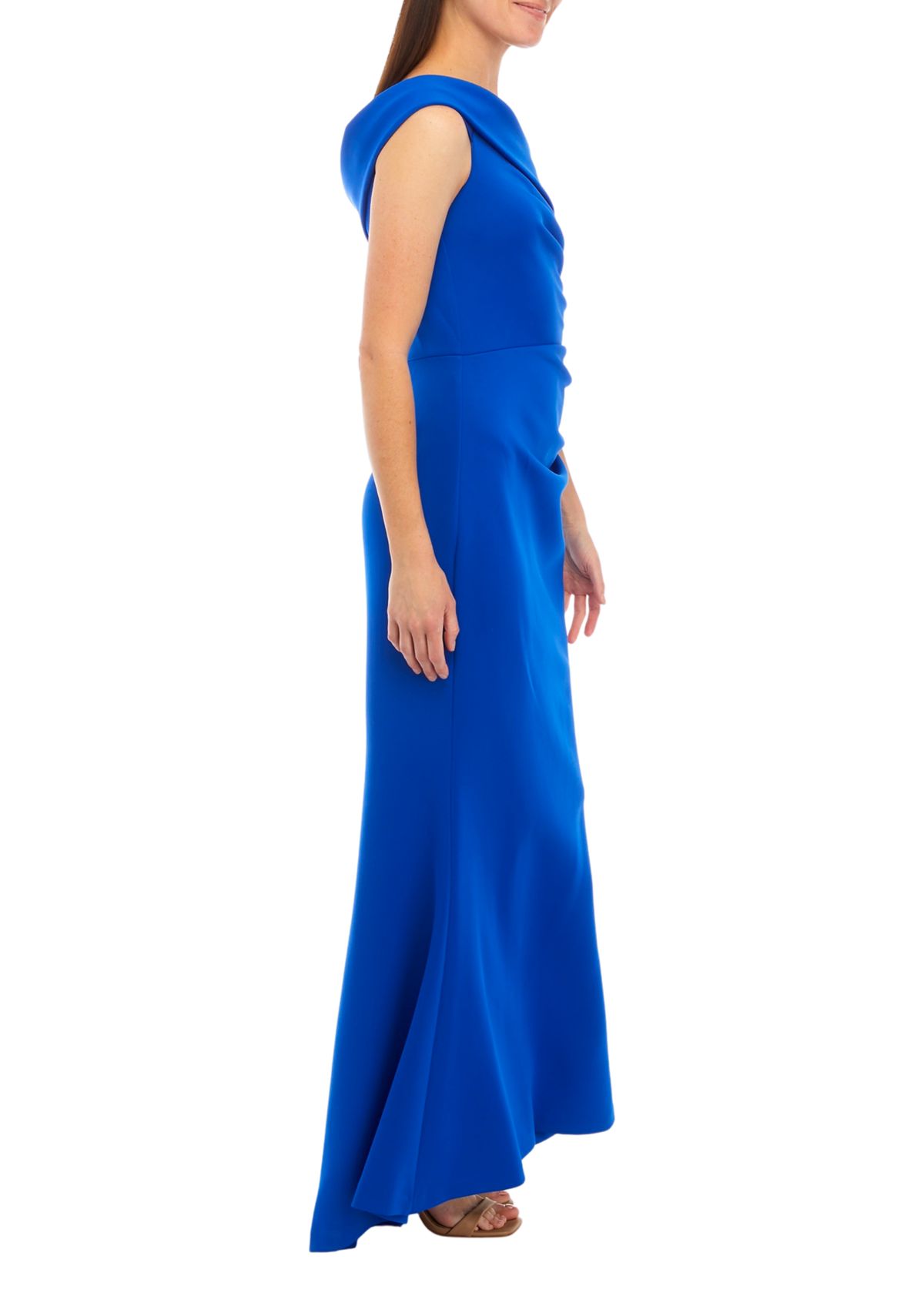 One Shoulder Long Dress with Side Tucks