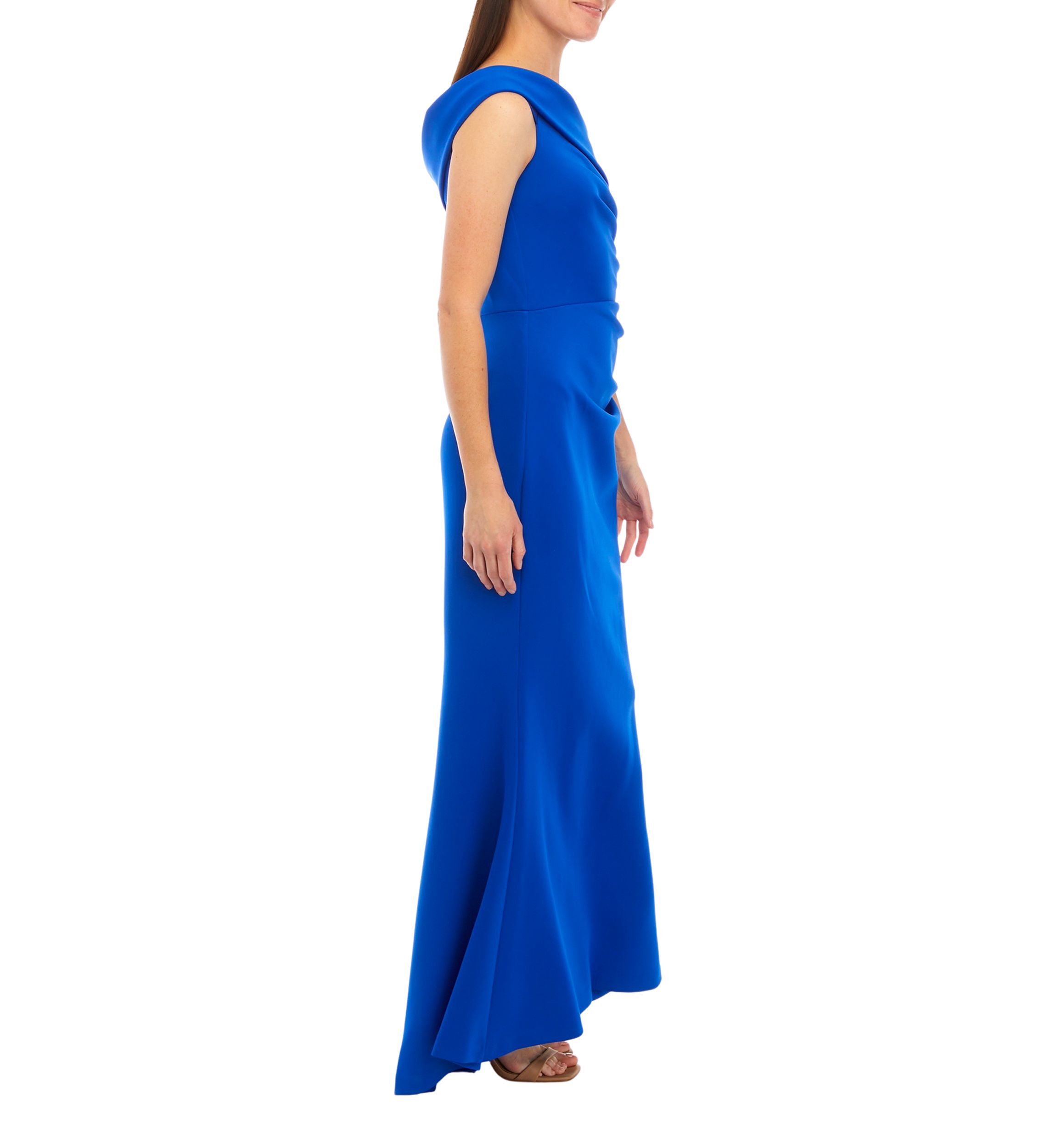 One Shoulder Long Dress with Side Tucks