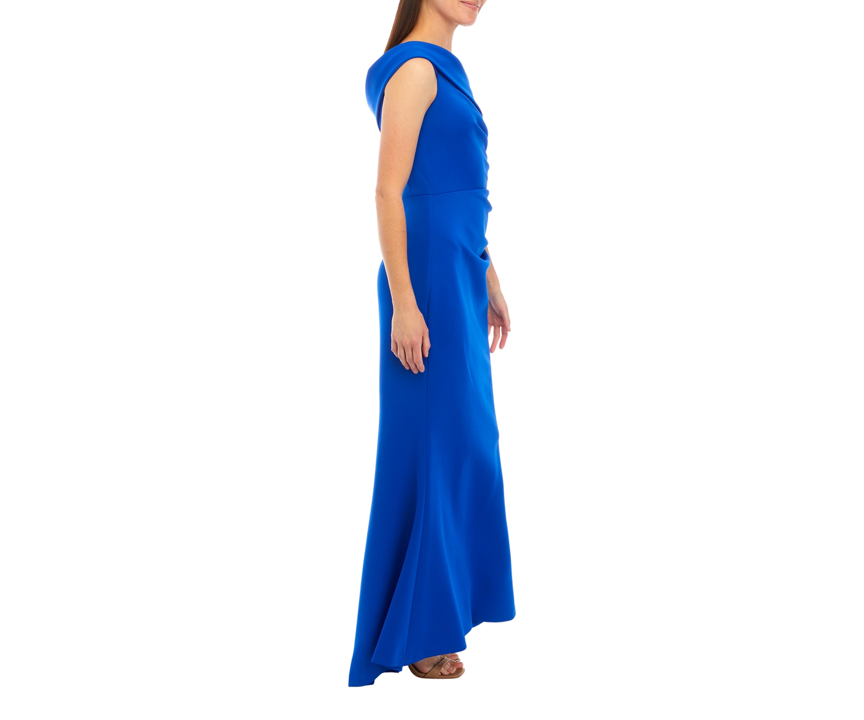 One Shoulder Long Dress with Side Tucks