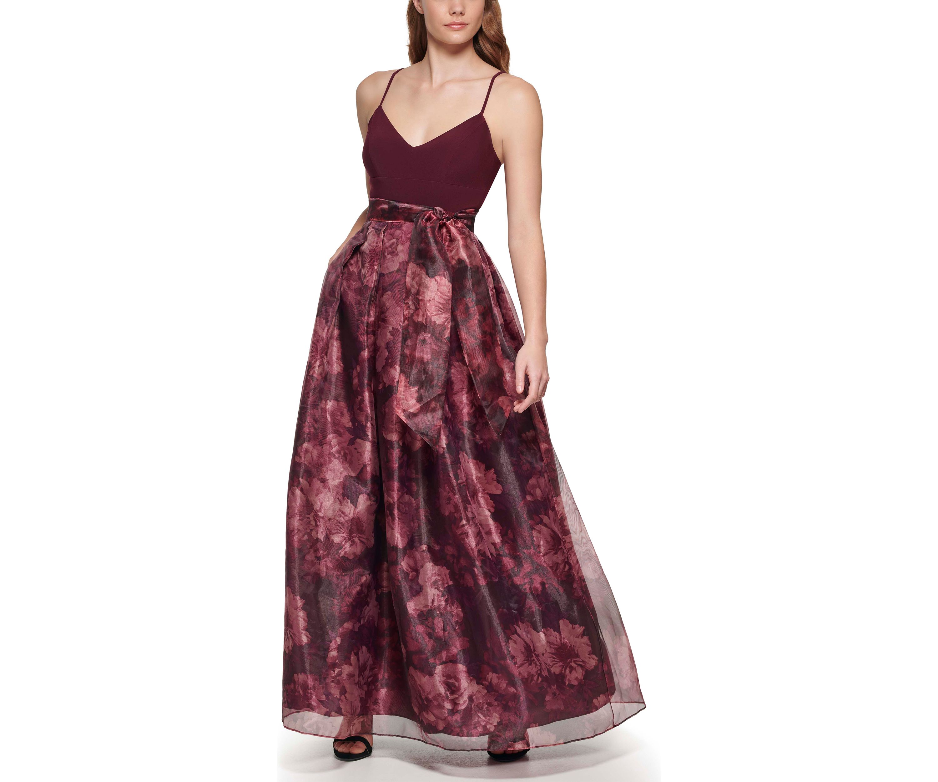 Sleeveless Sweetheart Neck Bow Detail Organza Gown 
