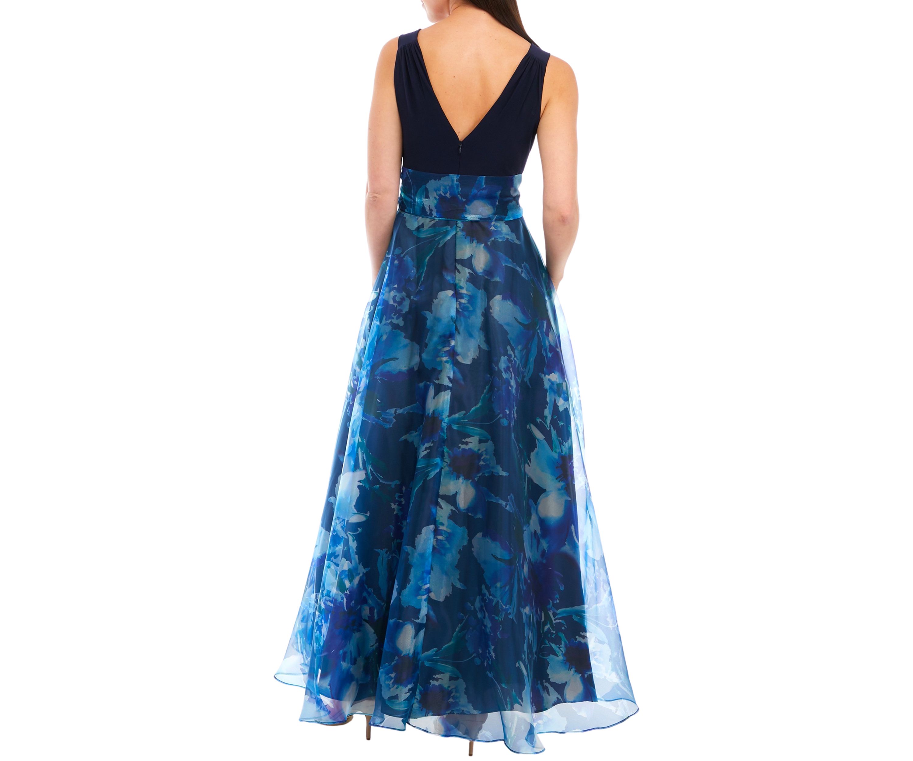 Womens Sleeveless Wrap Bodice Ballgown