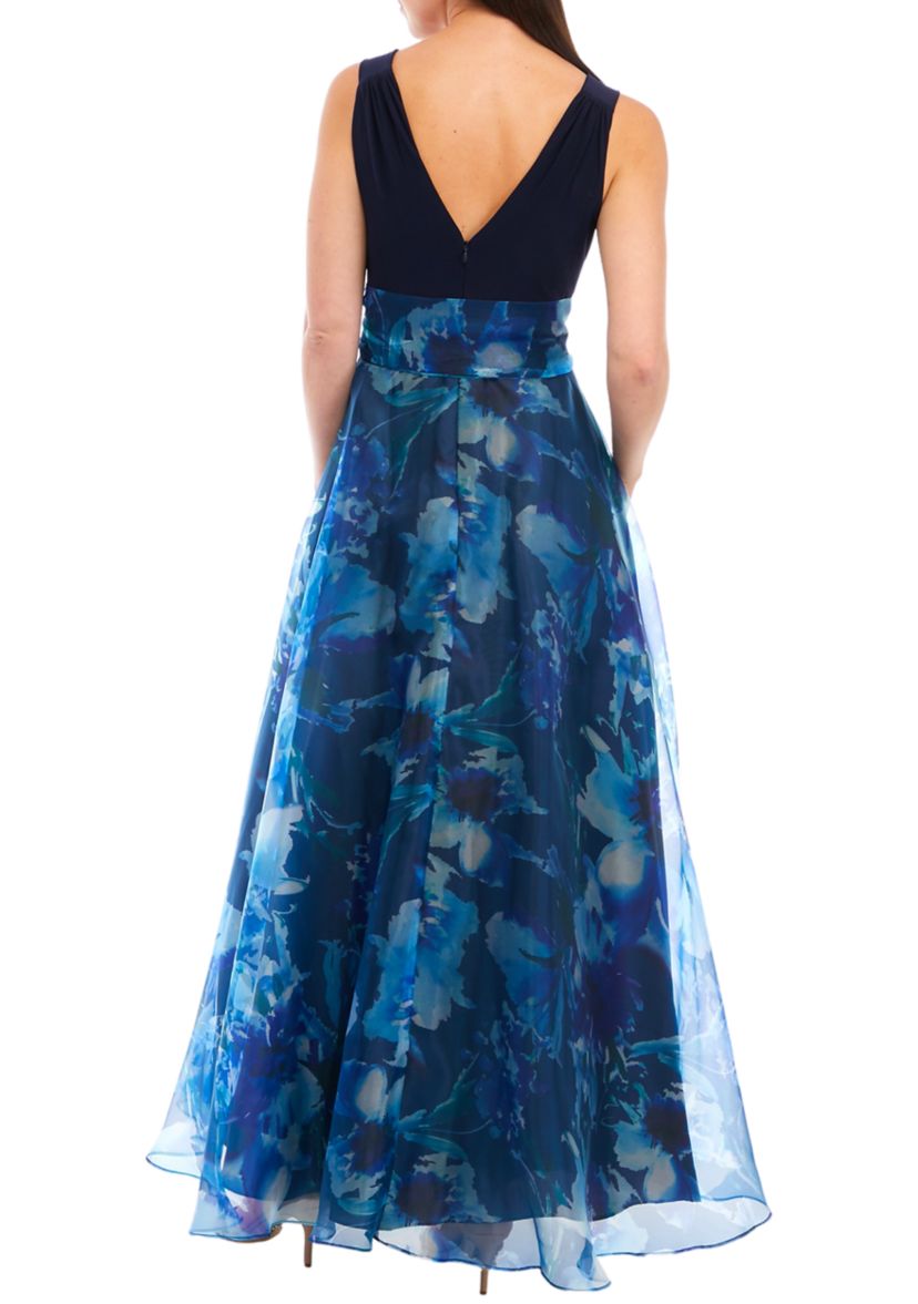 Womens Sleeveless Wrap Bodice Ballgown