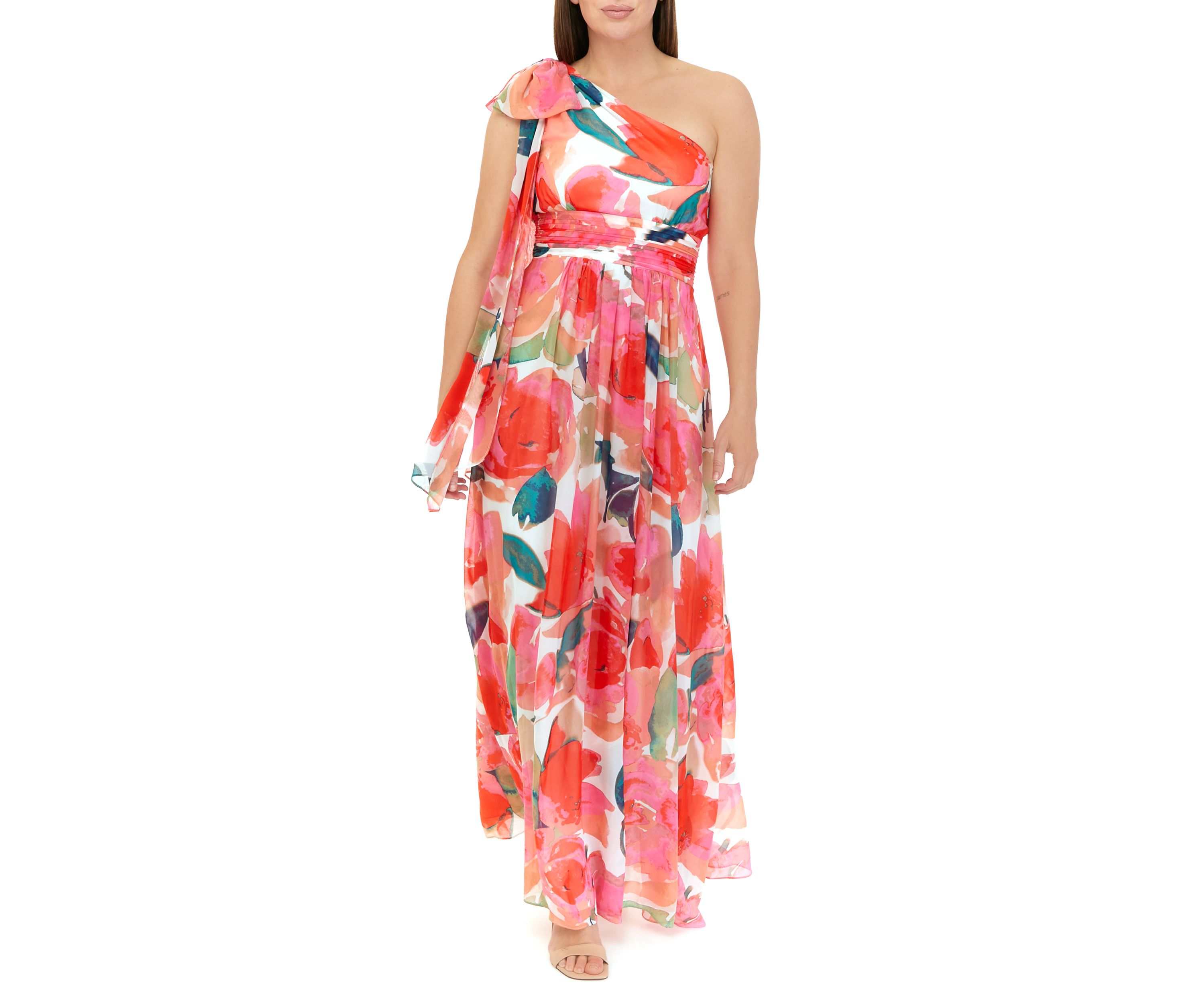 Womens Bow Tie One Shoulder Gown