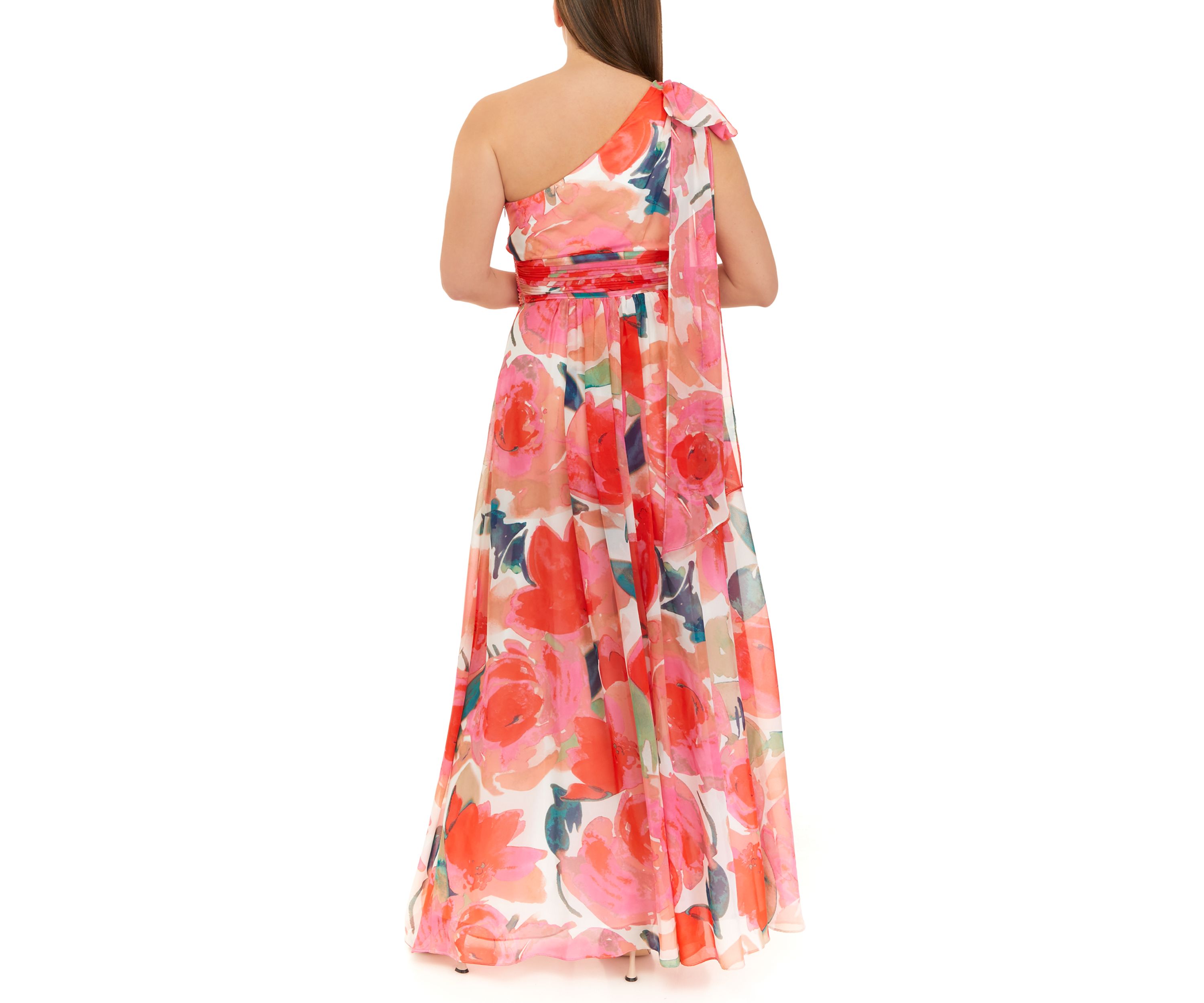 Womens Bow Tie One Shoulder Gown