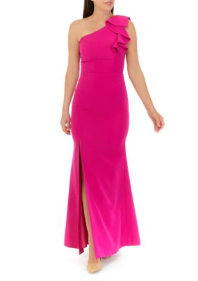 Eliza J Women's One Shoulder Fitted Ruffle Gown