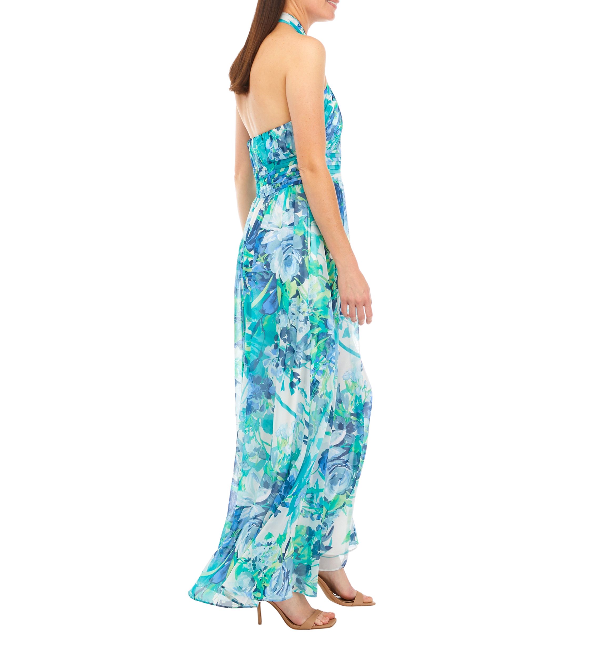 Halter Neck A-Line Gown with Bodice Cutout & Skirt Slit