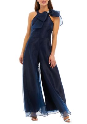 Eliza j cascading tie jumpsuit navy cheap