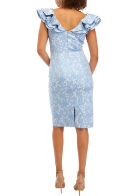 Little Mistress Pale Blue Lace Bodycon Midi Dress