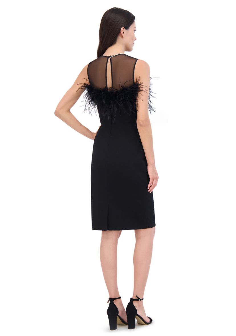 Womens Sleeveless Mesh Crew Neck Sheath Dress 