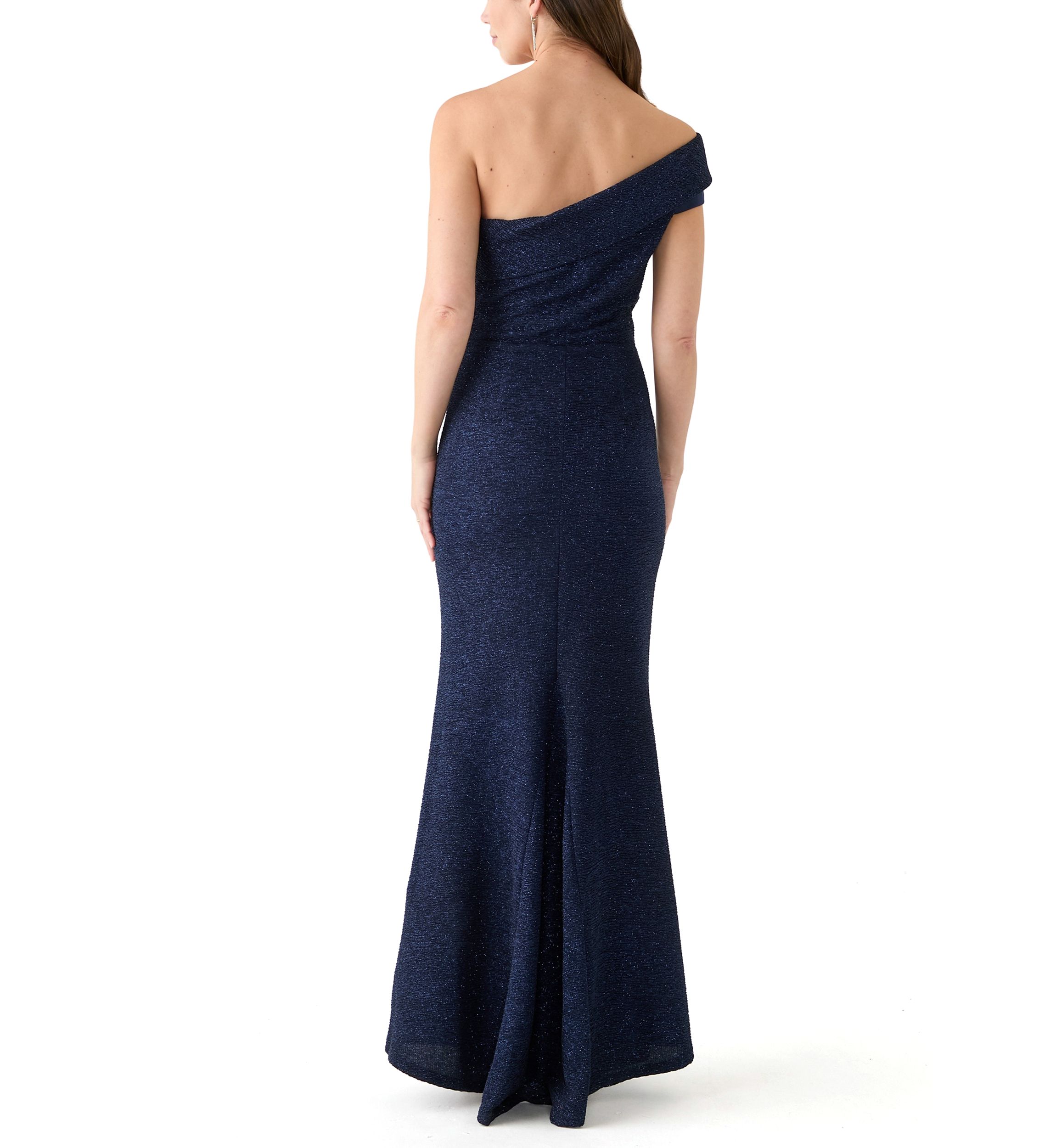 Womens Off the Shoulder Solid Slim Gown 