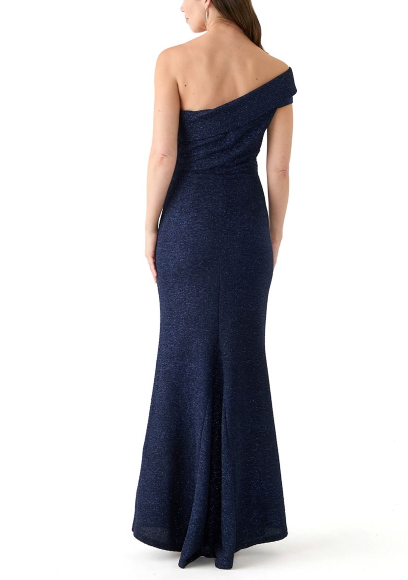 Womens Off the Shoulder Solid Slim Gown 
