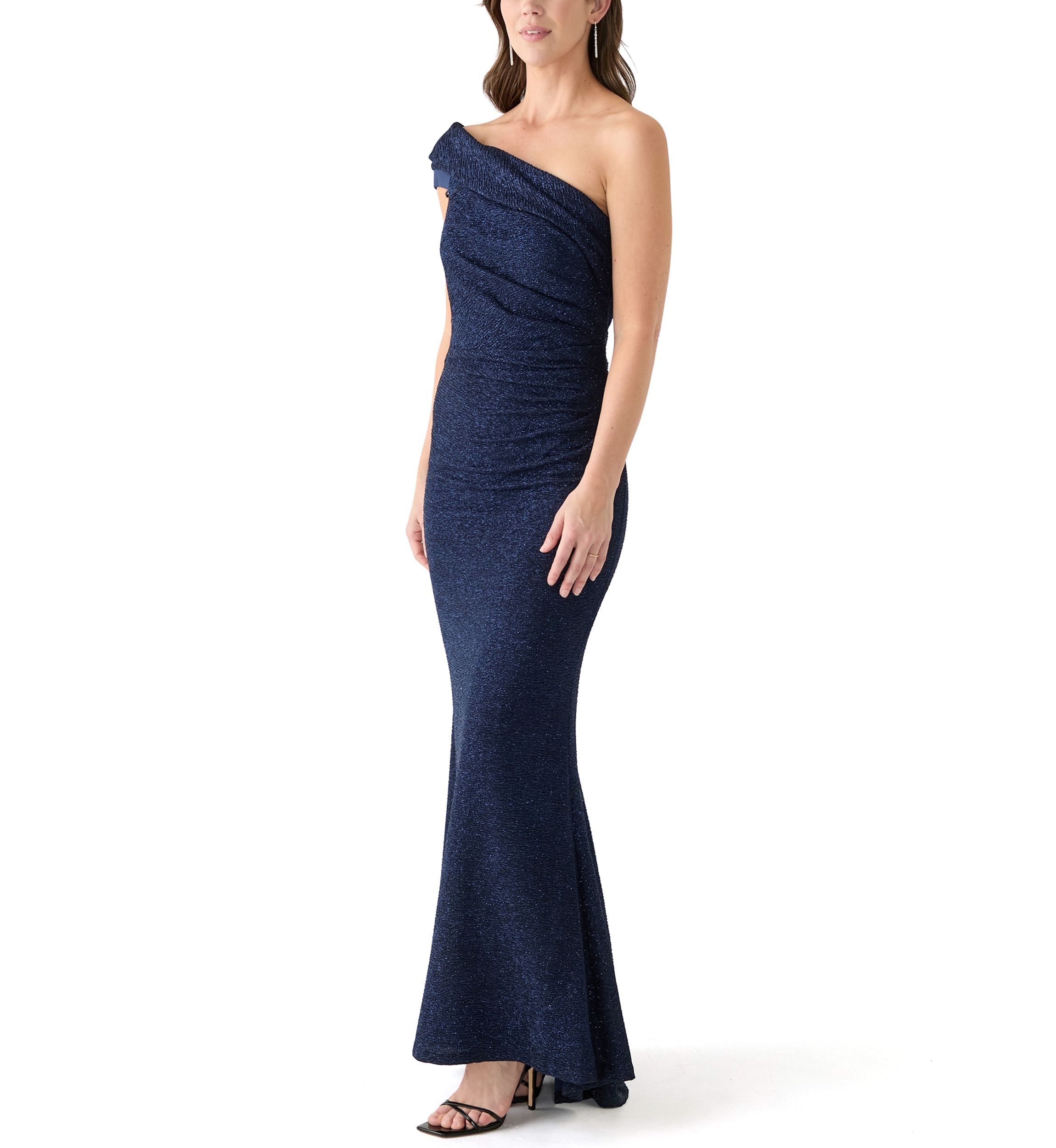 Womens Off the Shoulder Solid Slim Gown 