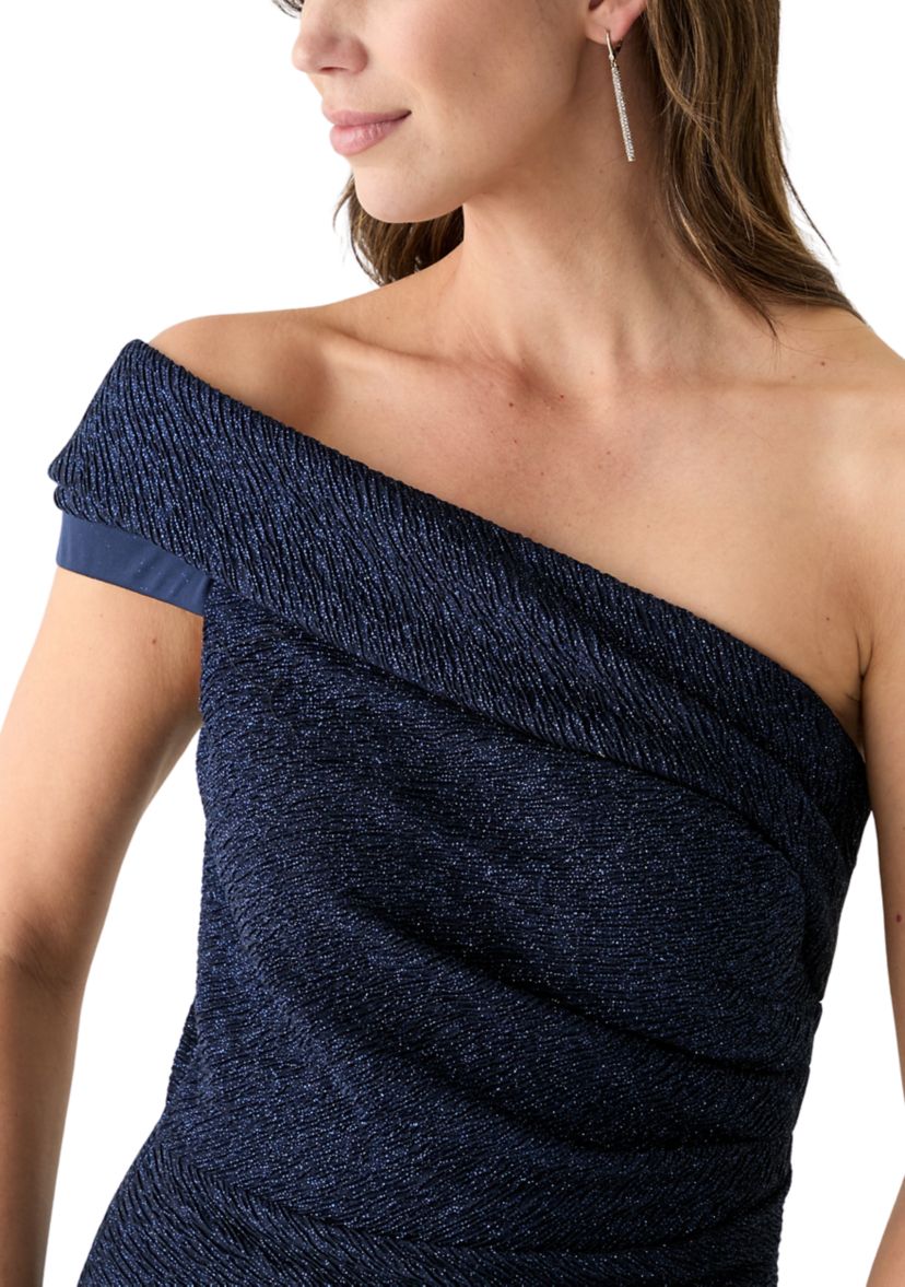 Womens Off the Shoulder Solid Slim Gown 