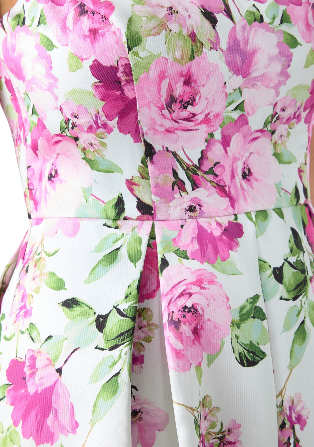 Womens Sleeveless Crew Neck Floral Print Scuba Fit and Flare Dress