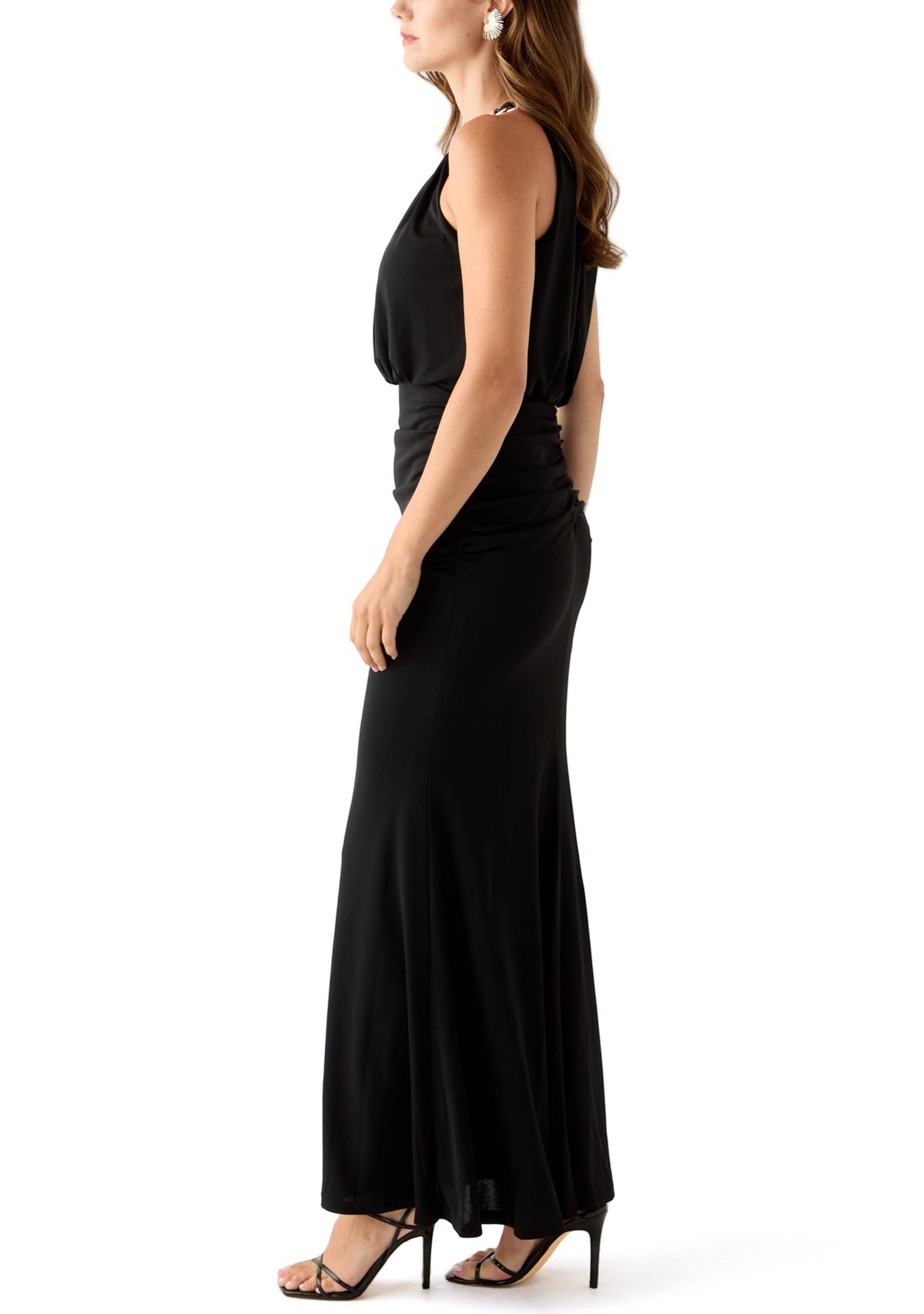 Womens Sleeveless Halter Neck Solid Gown
