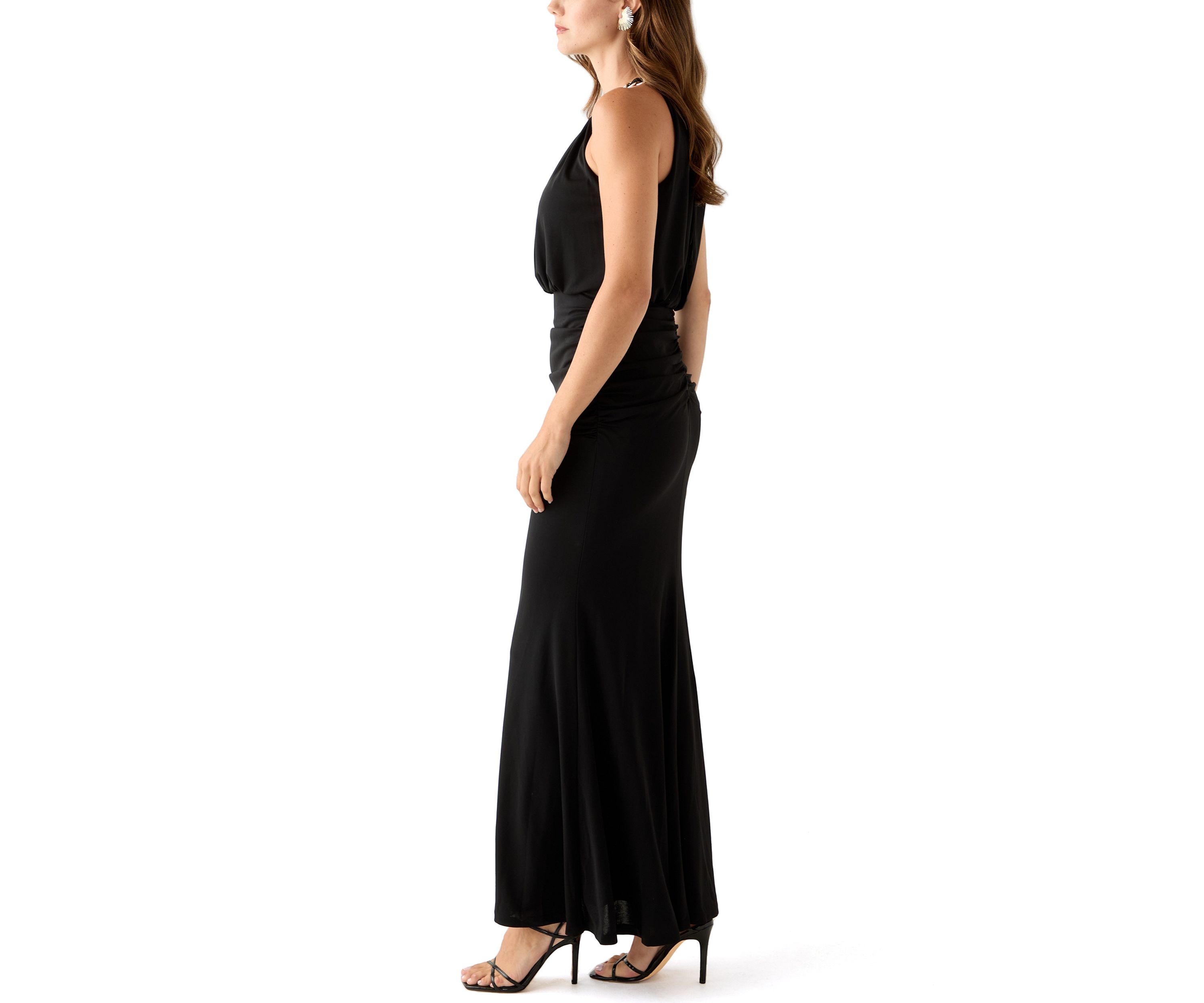 Womens Sleeveless Halter Neck Solid Gown