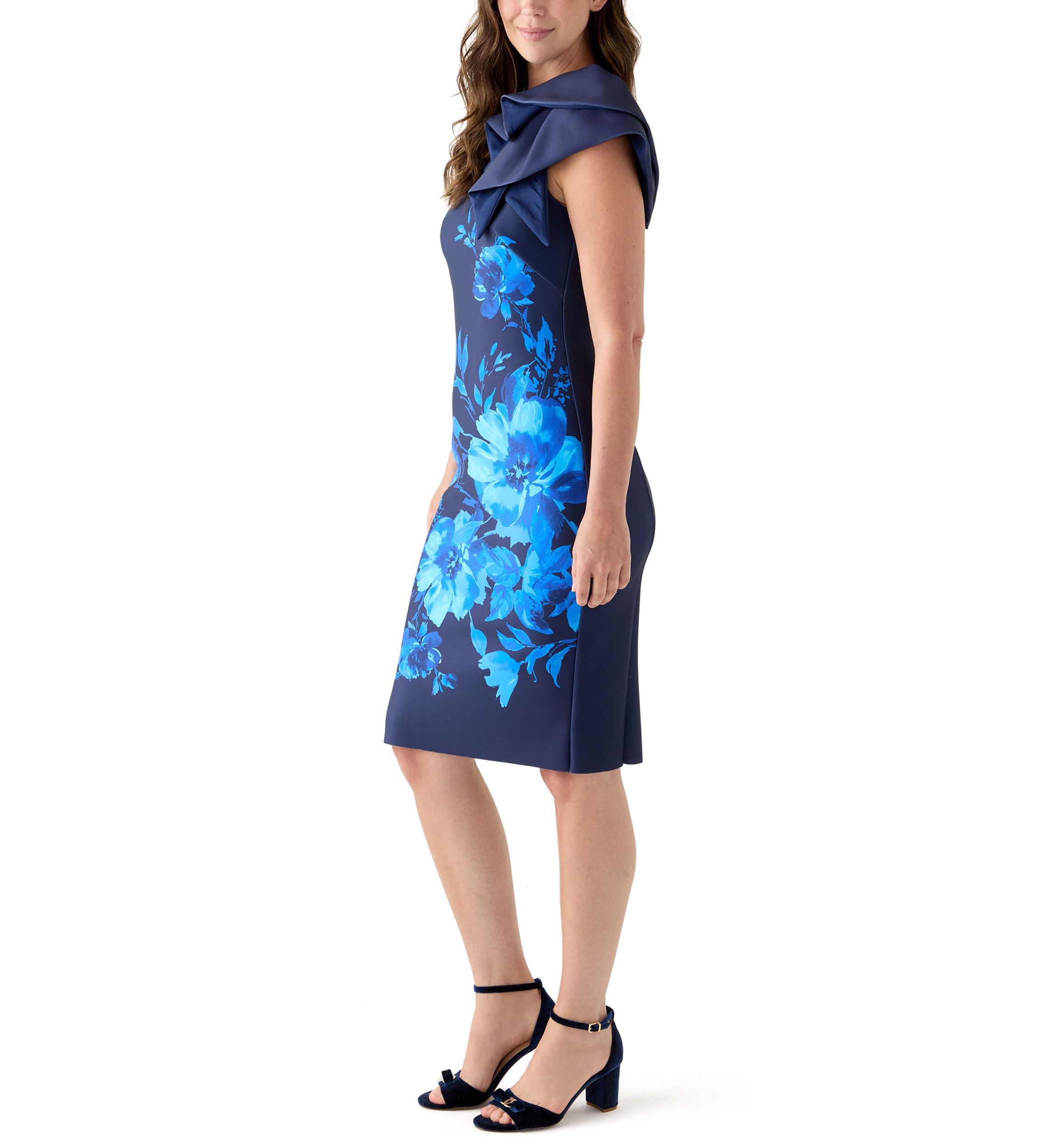 Womens Floral Print Scuba Sheath Dress