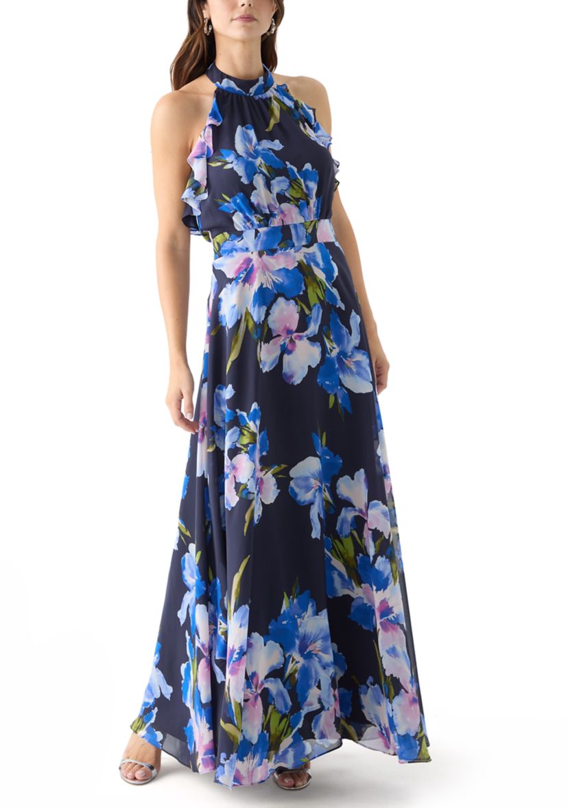 eliza j halter dress Women's Neck Midi - Purple Dry clean only. Eliza J Print floral print