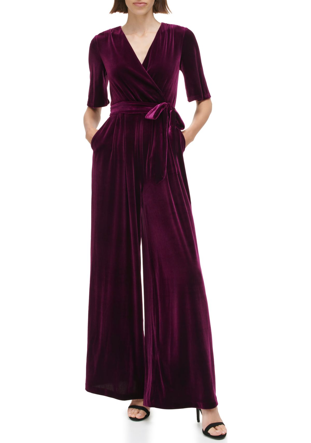 Womens Solid Velvet Jumpsuit