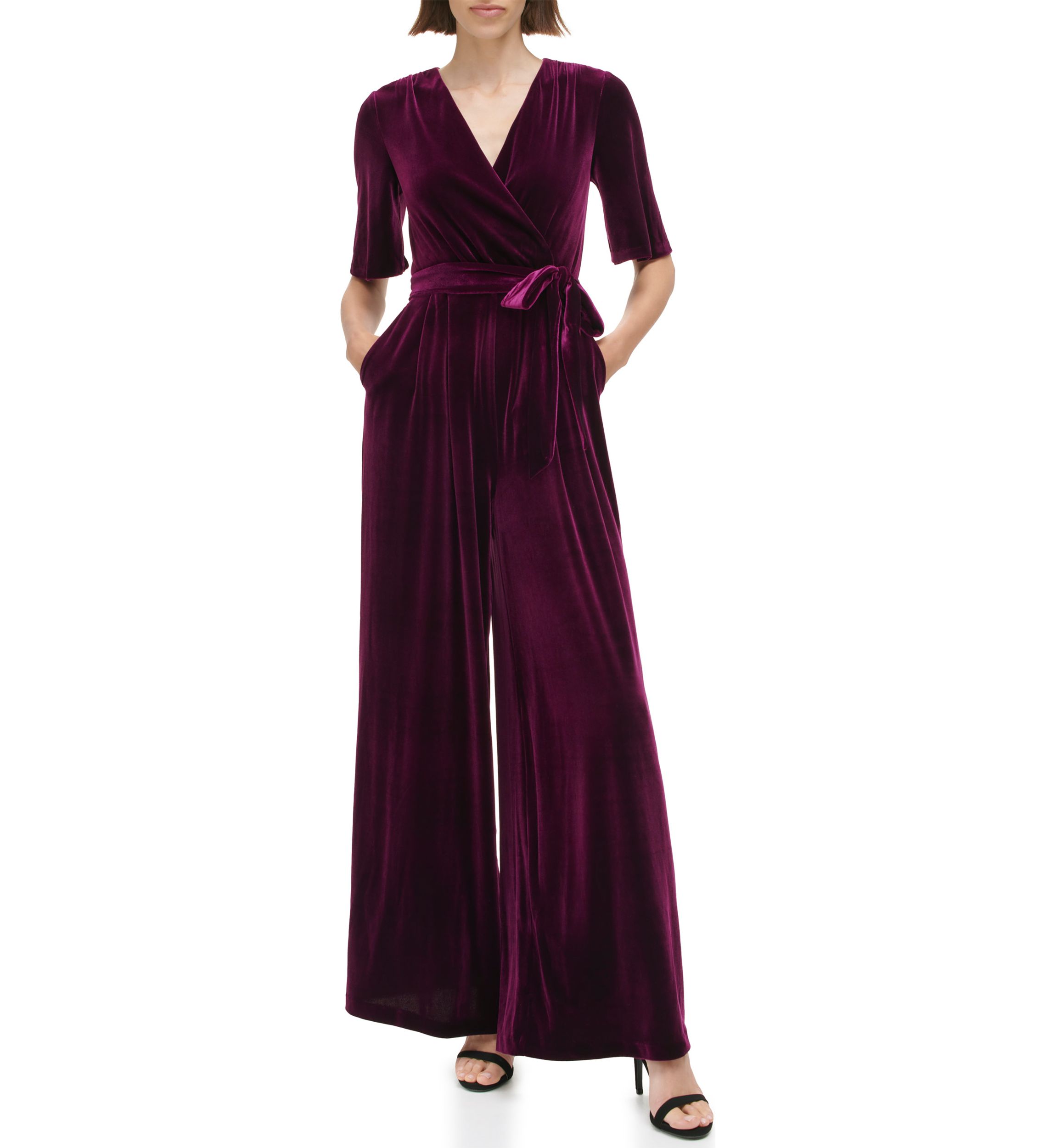 Womens Solid Velvet Jumpsuit