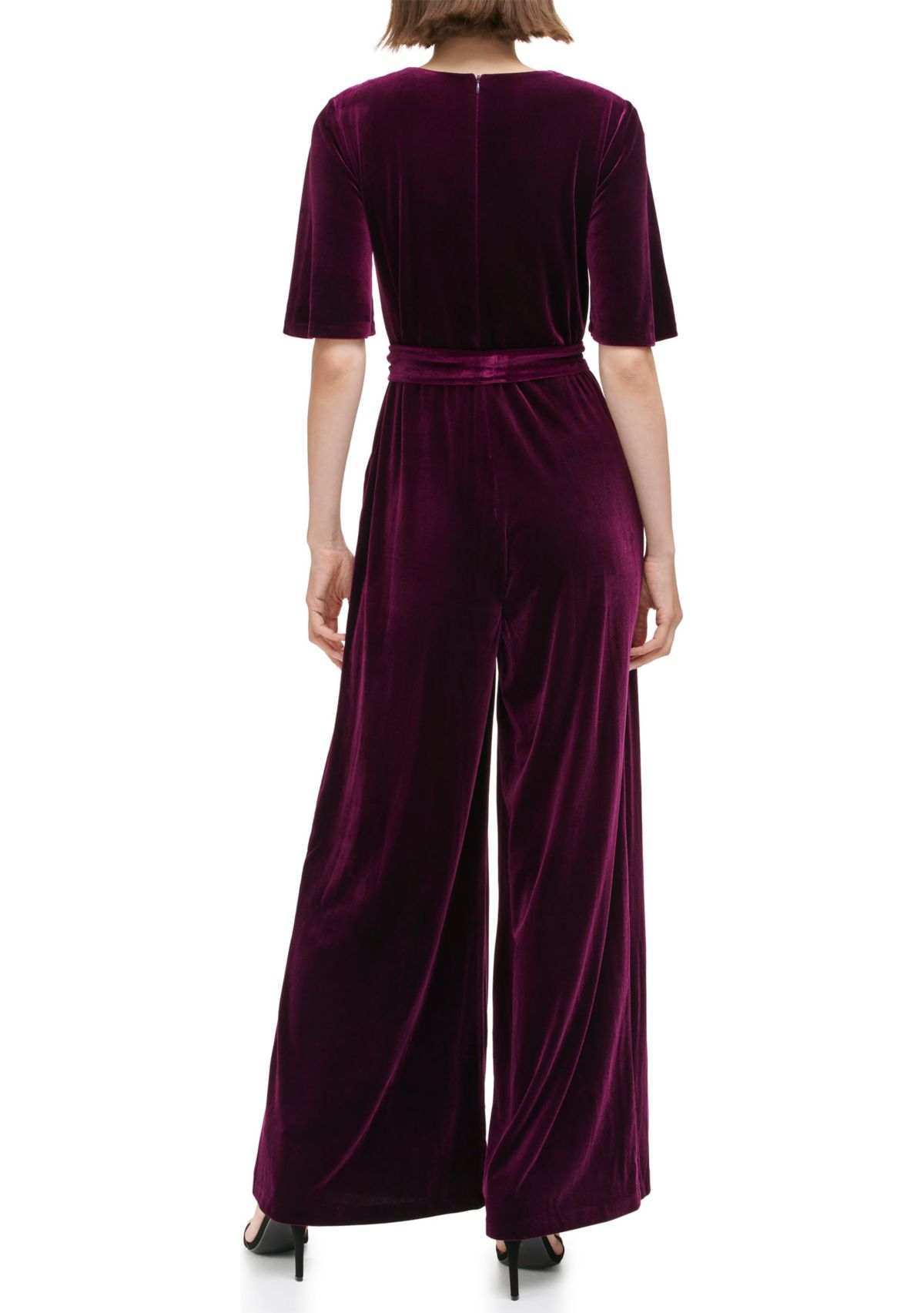 Womens Solid Velvet Jumpsuit