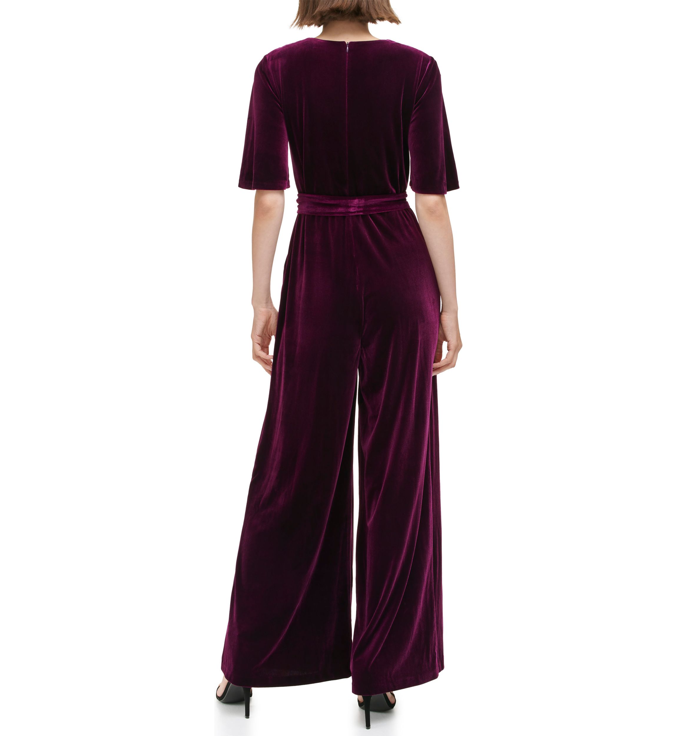 Womens Solid Velvet Jumpsuit