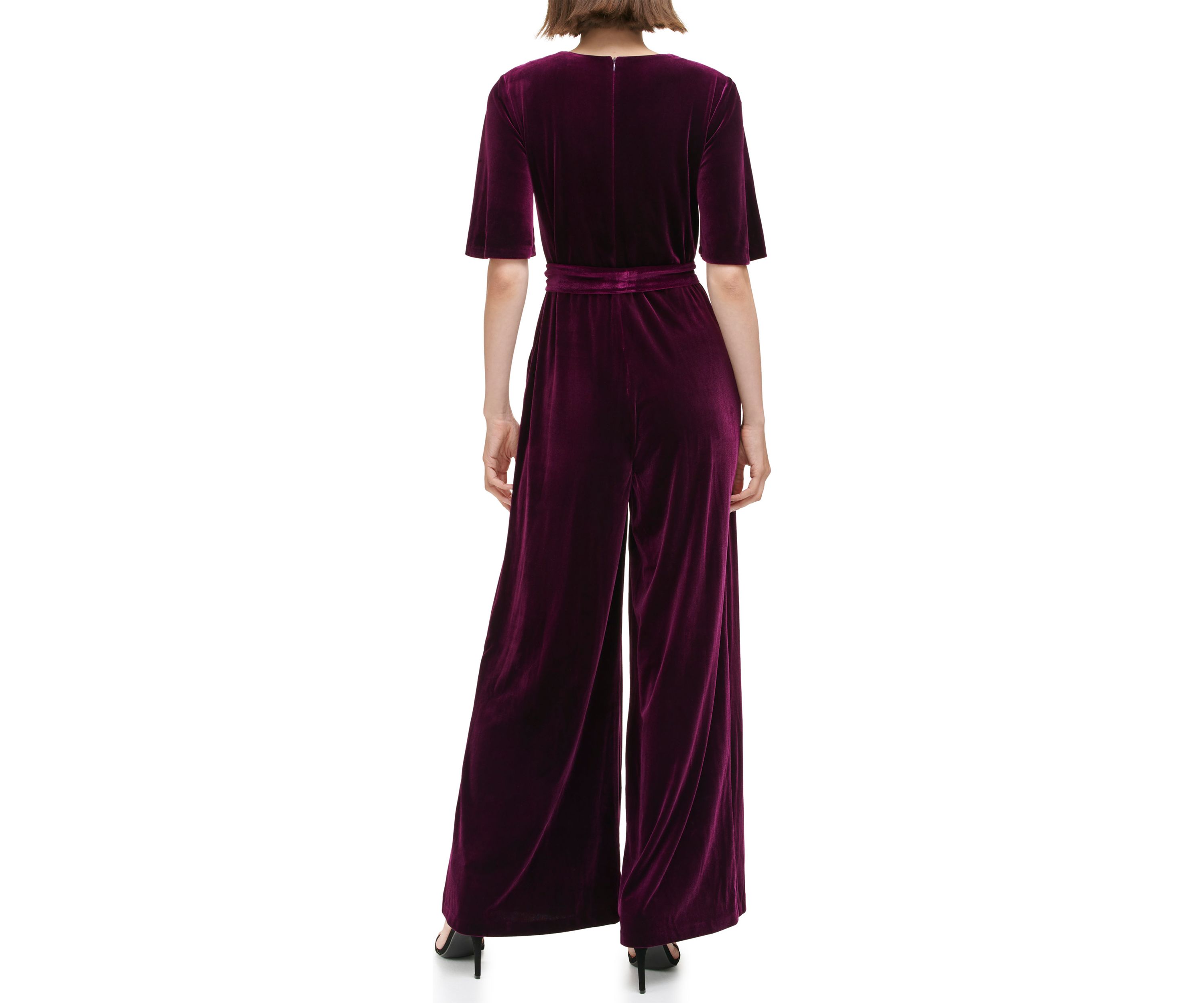 Womens Solid Velvet Jumpsuit