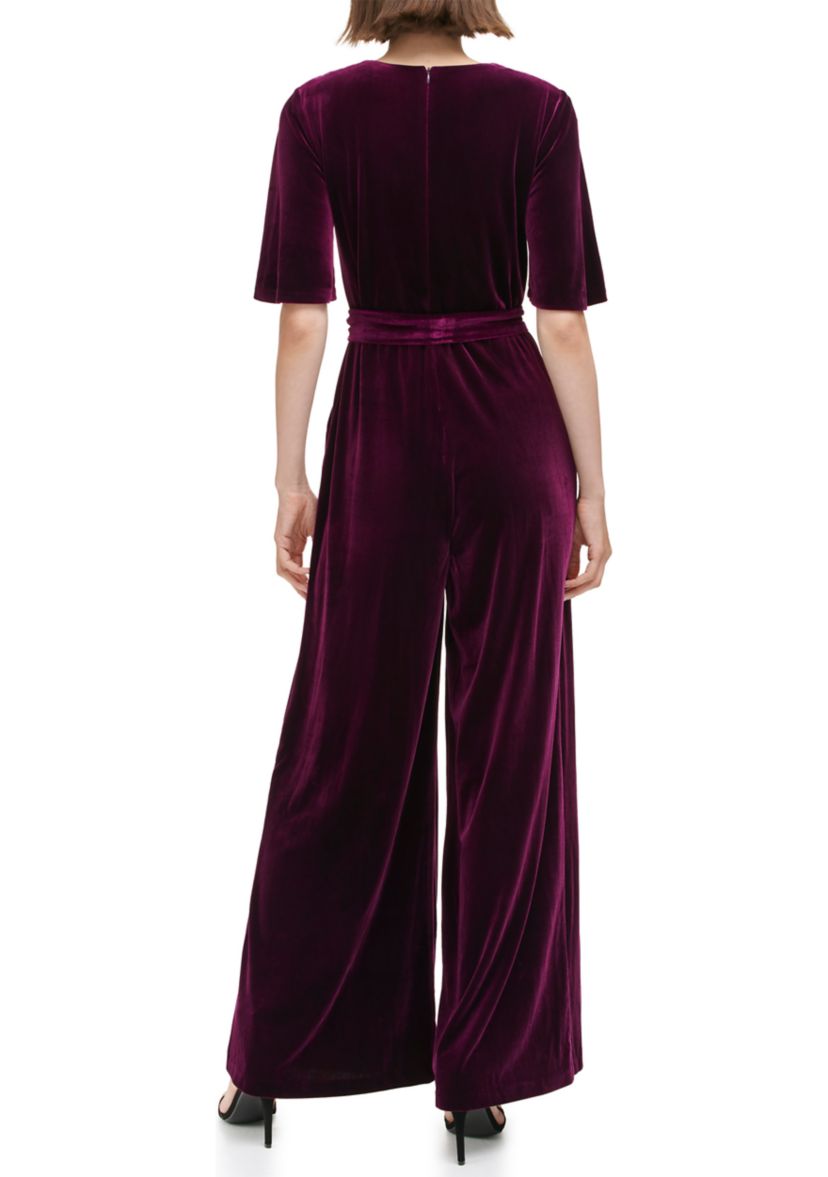 Womens Solid Velvet Jumpsuit