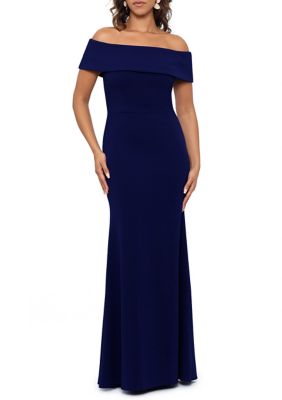 Women's Off the Shoulder Solid Fit and Flare Gown