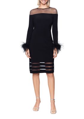 Tahari feather best sale trim sheath dress