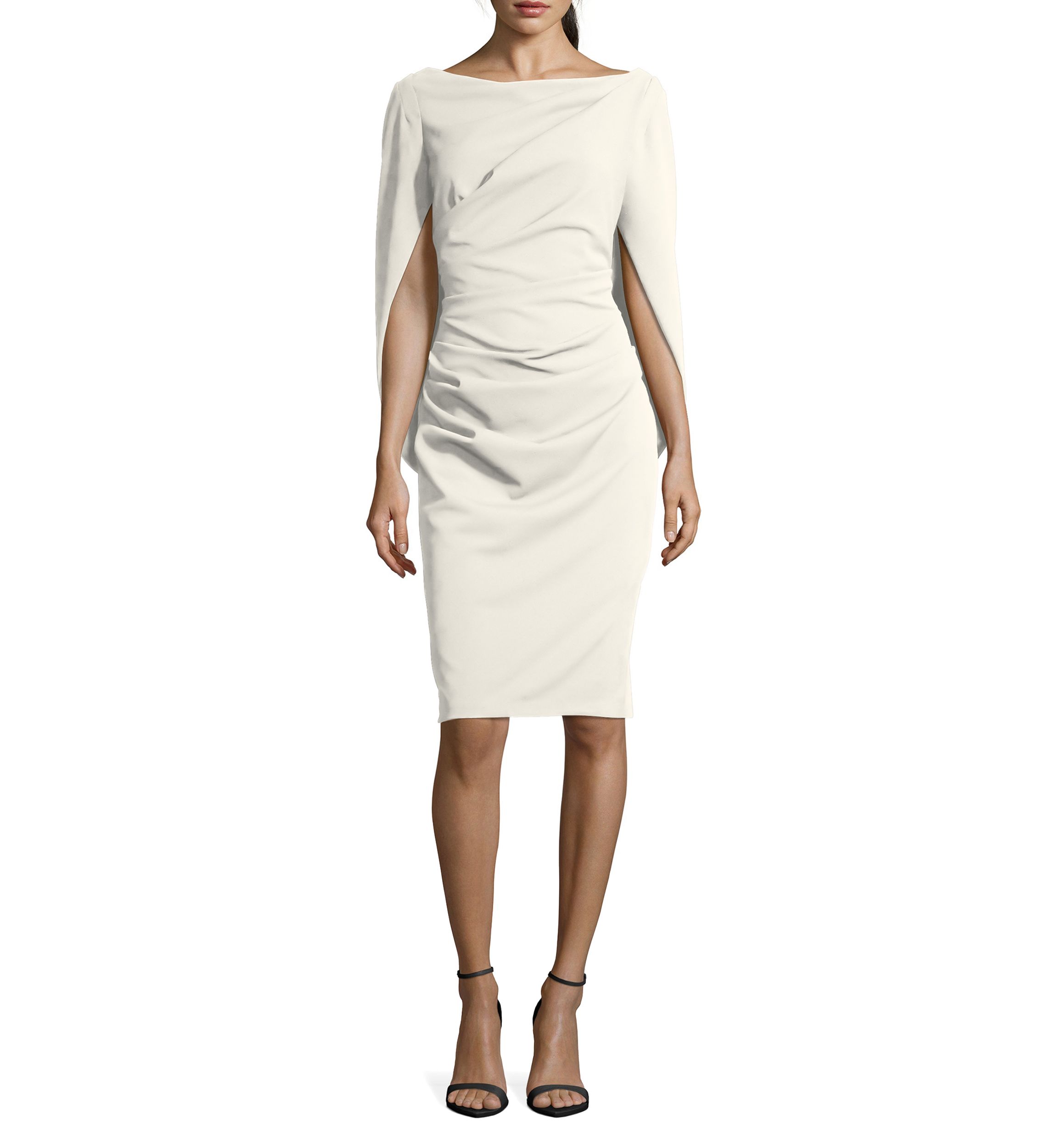 drape back scuba crepe cocktail dress Jordan Scuba Crepe Draped Back Short Dress