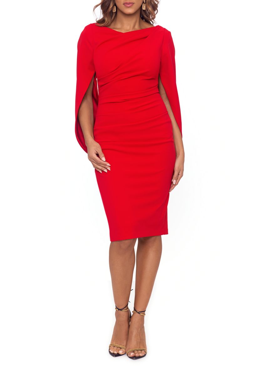 Sew In Style Red Scuba Crepe Mini Skirt – Bodycon, Zip Closure, Fitted – Sizes 4–24