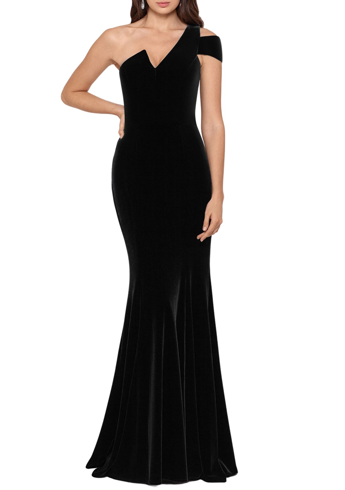 Womens Cold Shoulder Velvet Gown 