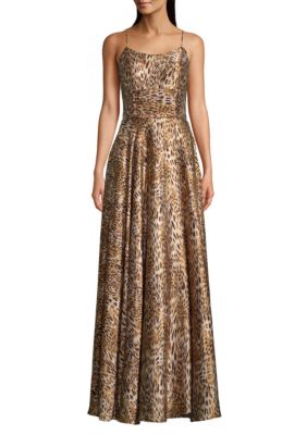 betsy & adam embellished satin gown