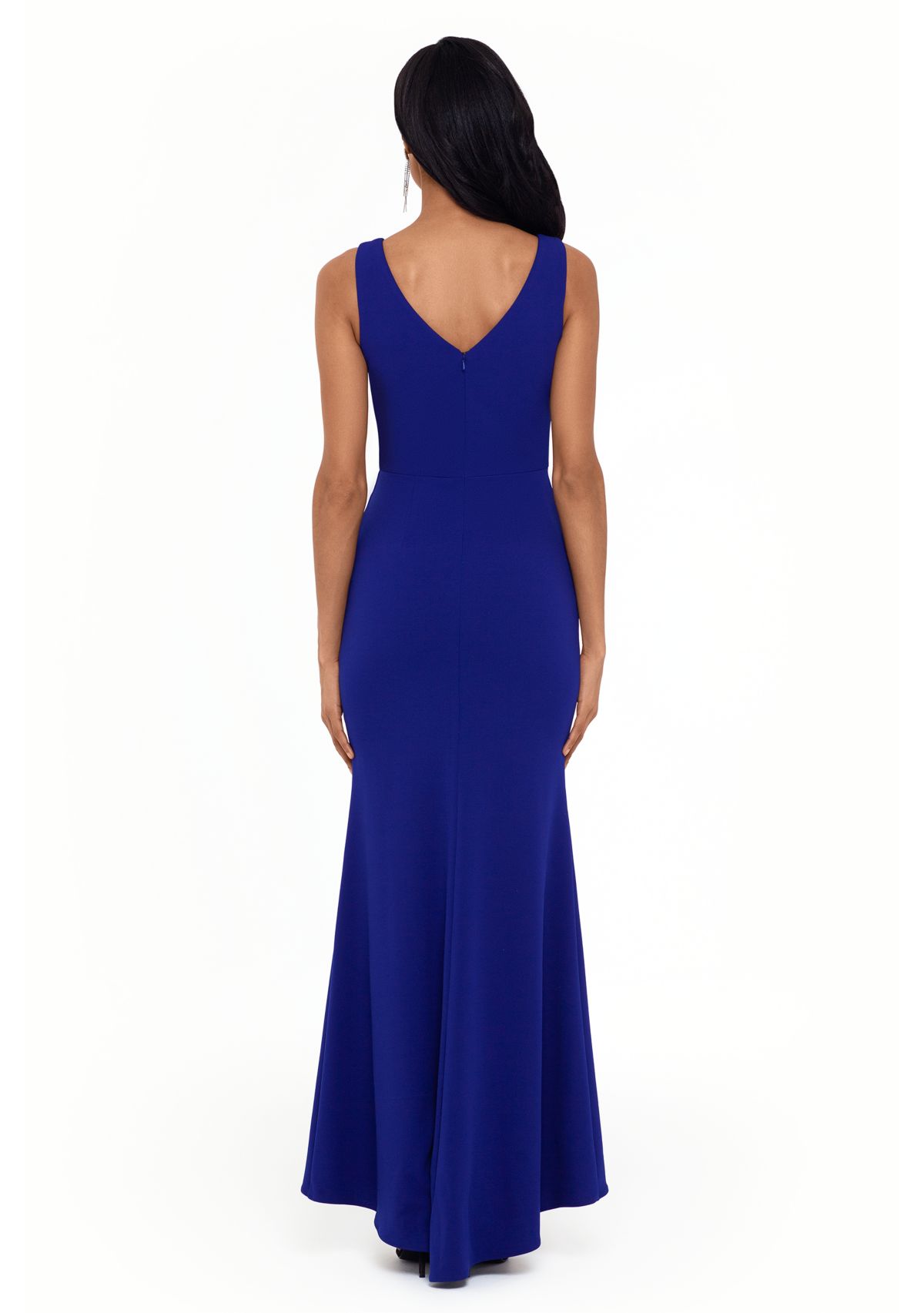 Womens Sleeveless Side Ruffle Gown