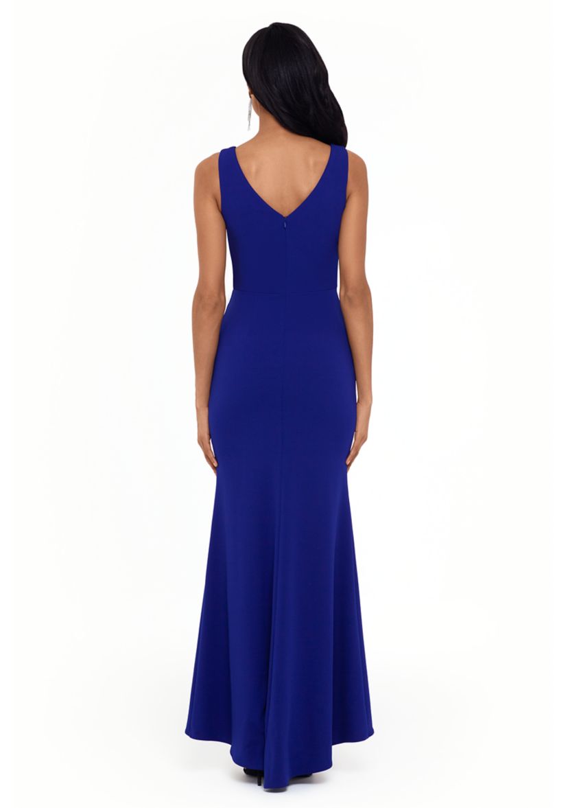 Womens Sleeveless Side Ruffle Gown