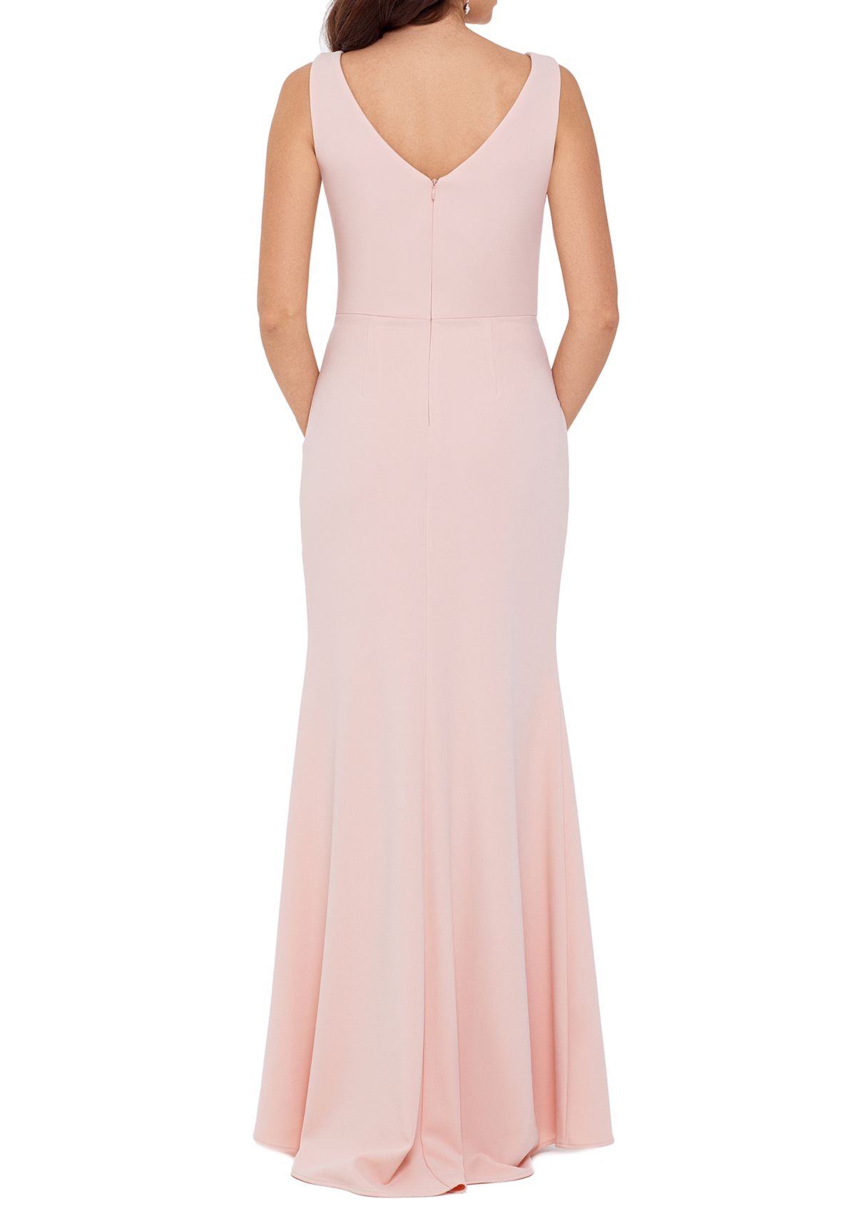 Womens Sleeveless Side Ruffle Gown