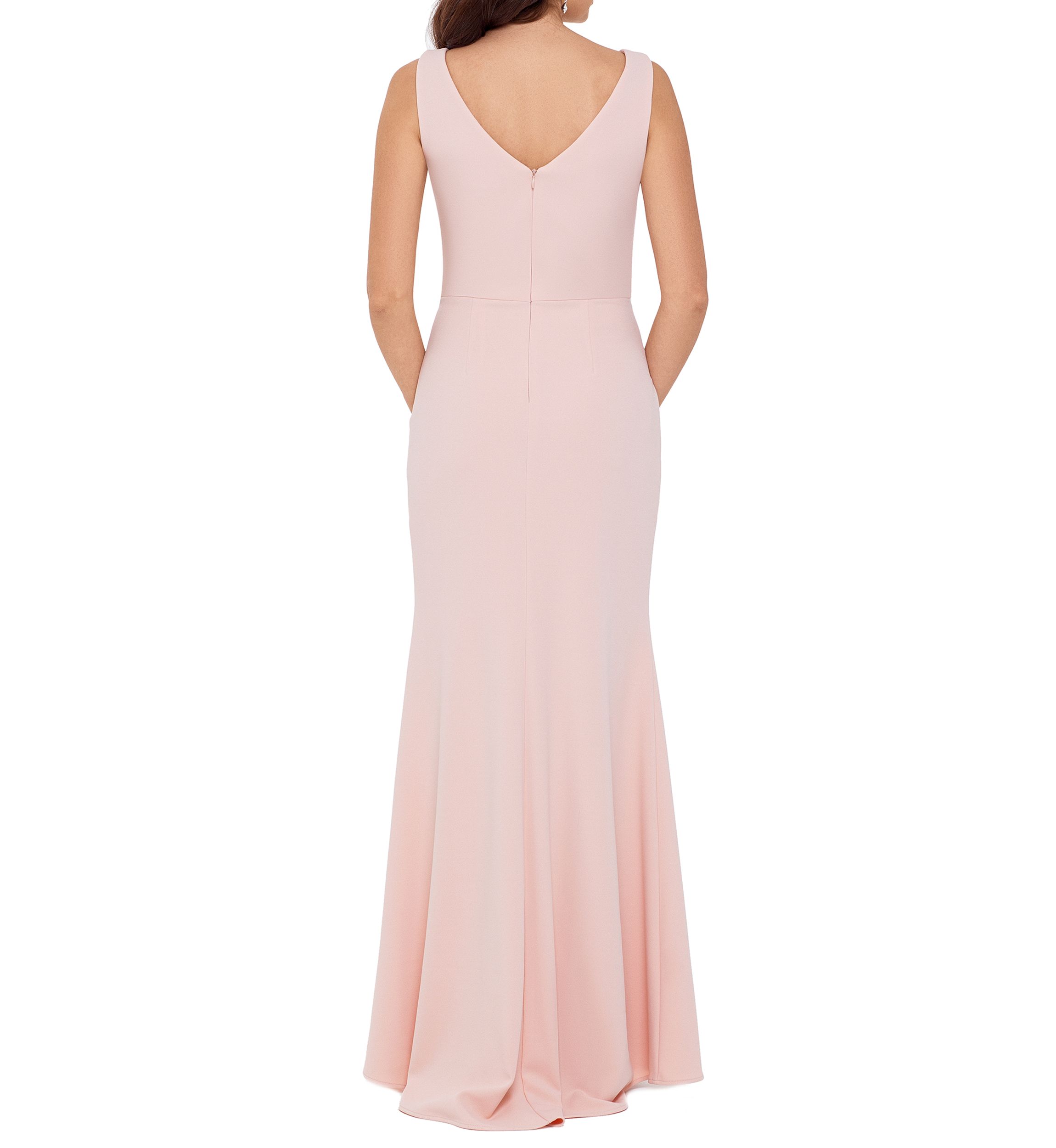 Womens Sleeveless Side Ruffle Gown