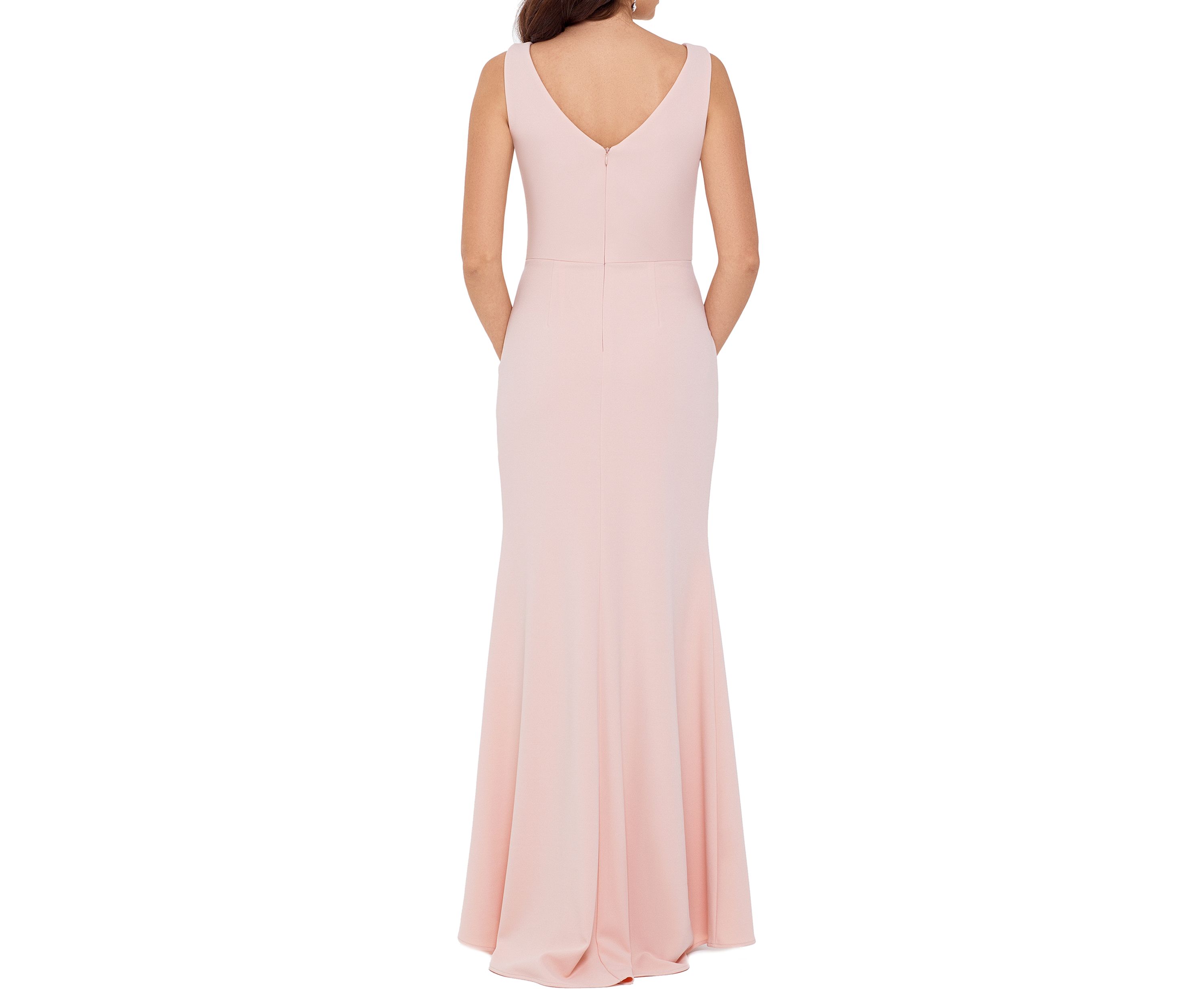 Womens Sleeveless Side Ruffle Gown
