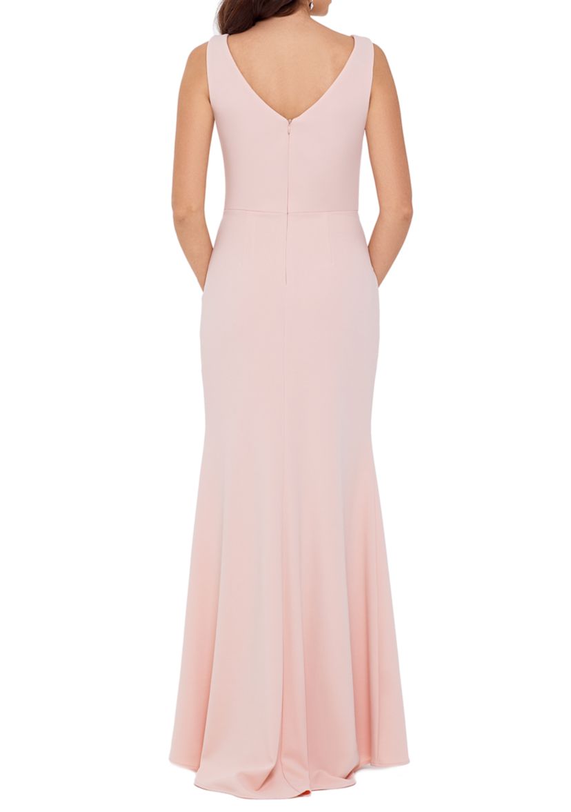 Womens Sleeveless Side Ruffle Gown