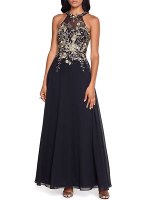 Women's Embroidered Halter Gown